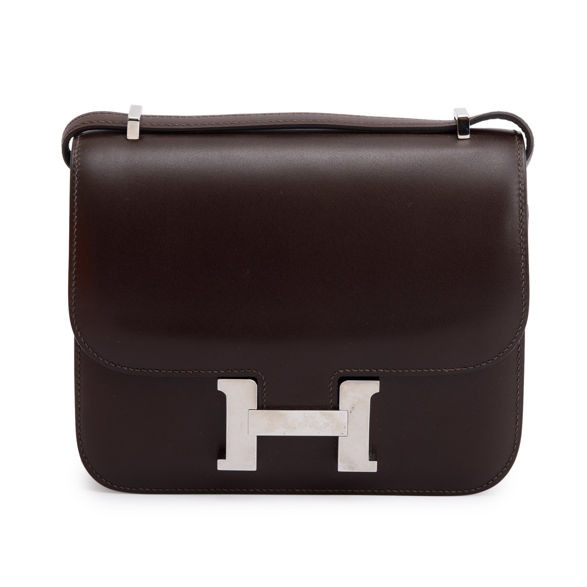 Hermes Ebene Box Leather Mini Constance 18 w/ Box