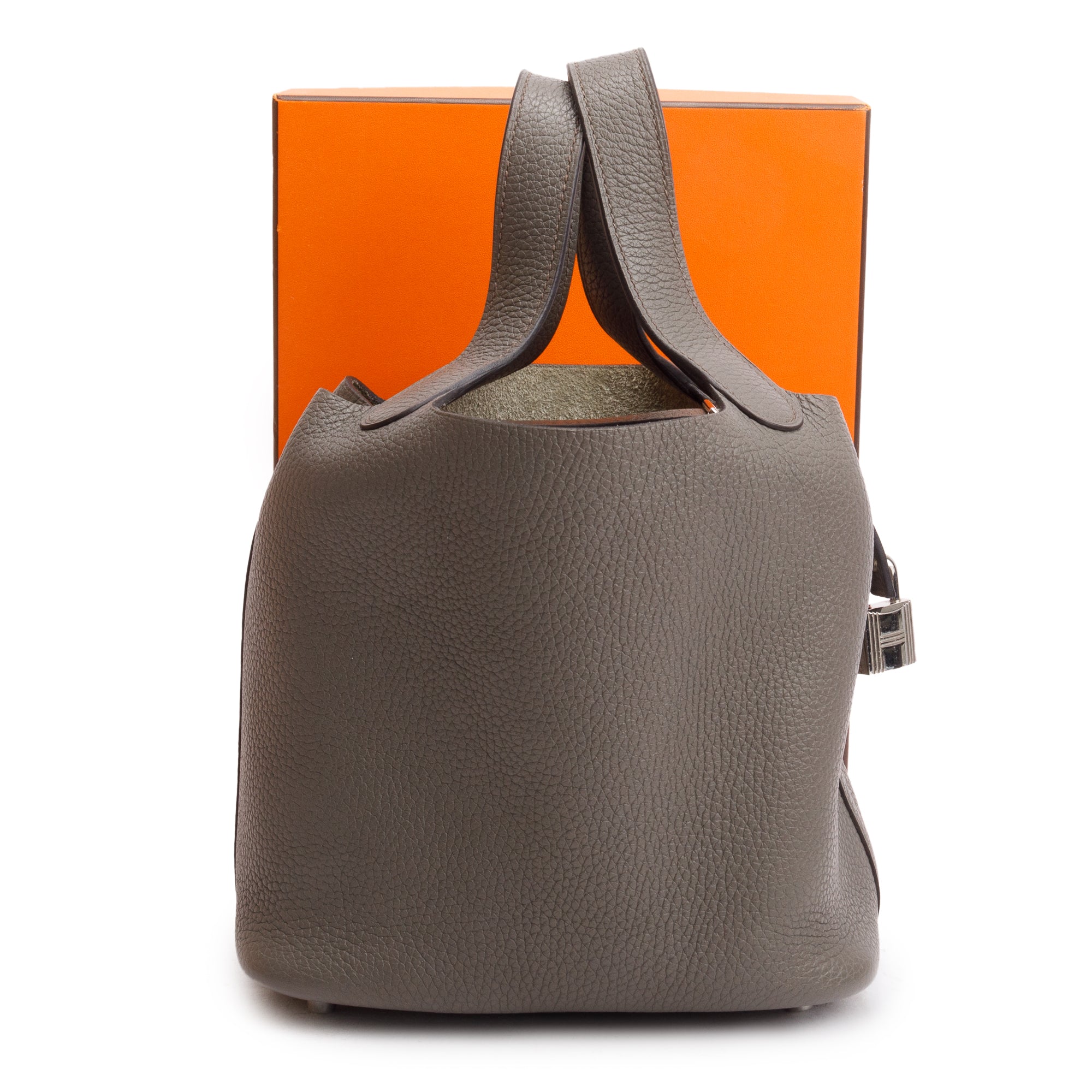 Hermes Etain Taurillon Clemence Picotin Lock 18 w/ Box & Receipt