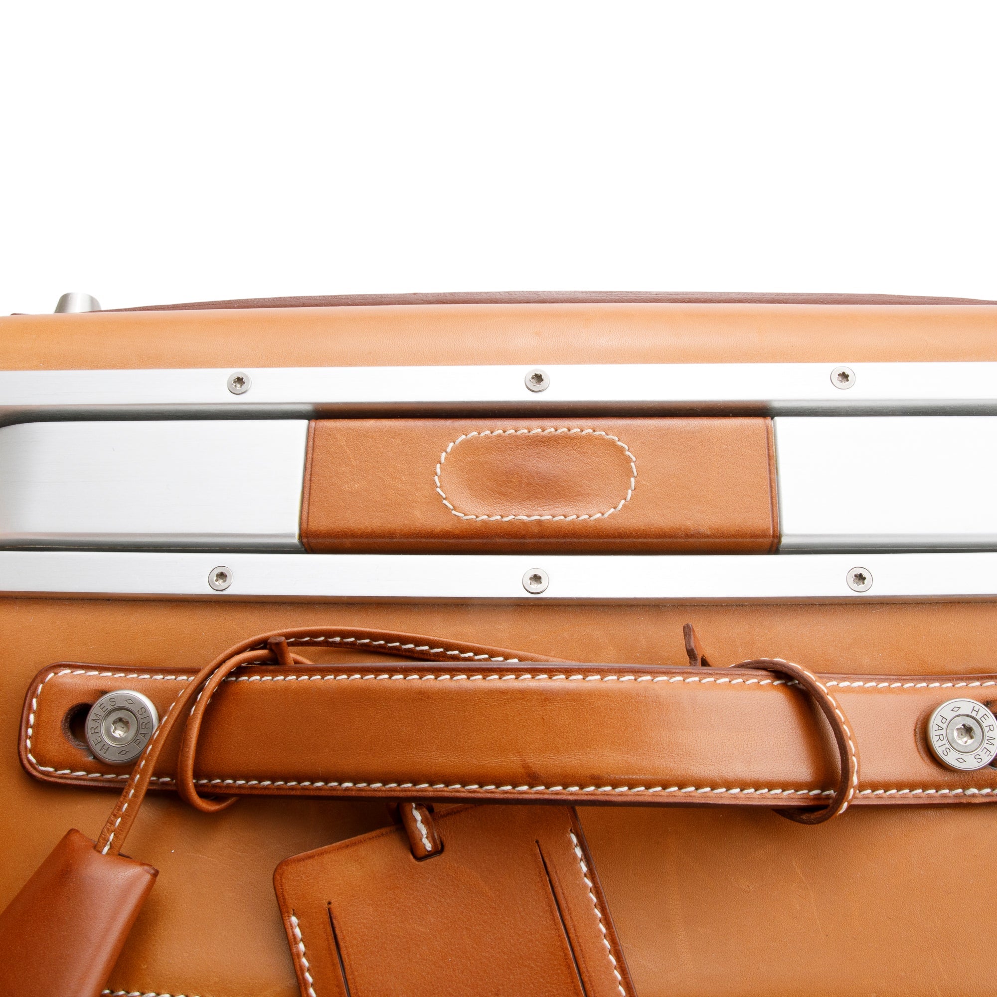 Hermes Etoupe Fauve Toile Gold Barena Leather Caleche Express Rolling Luggage
