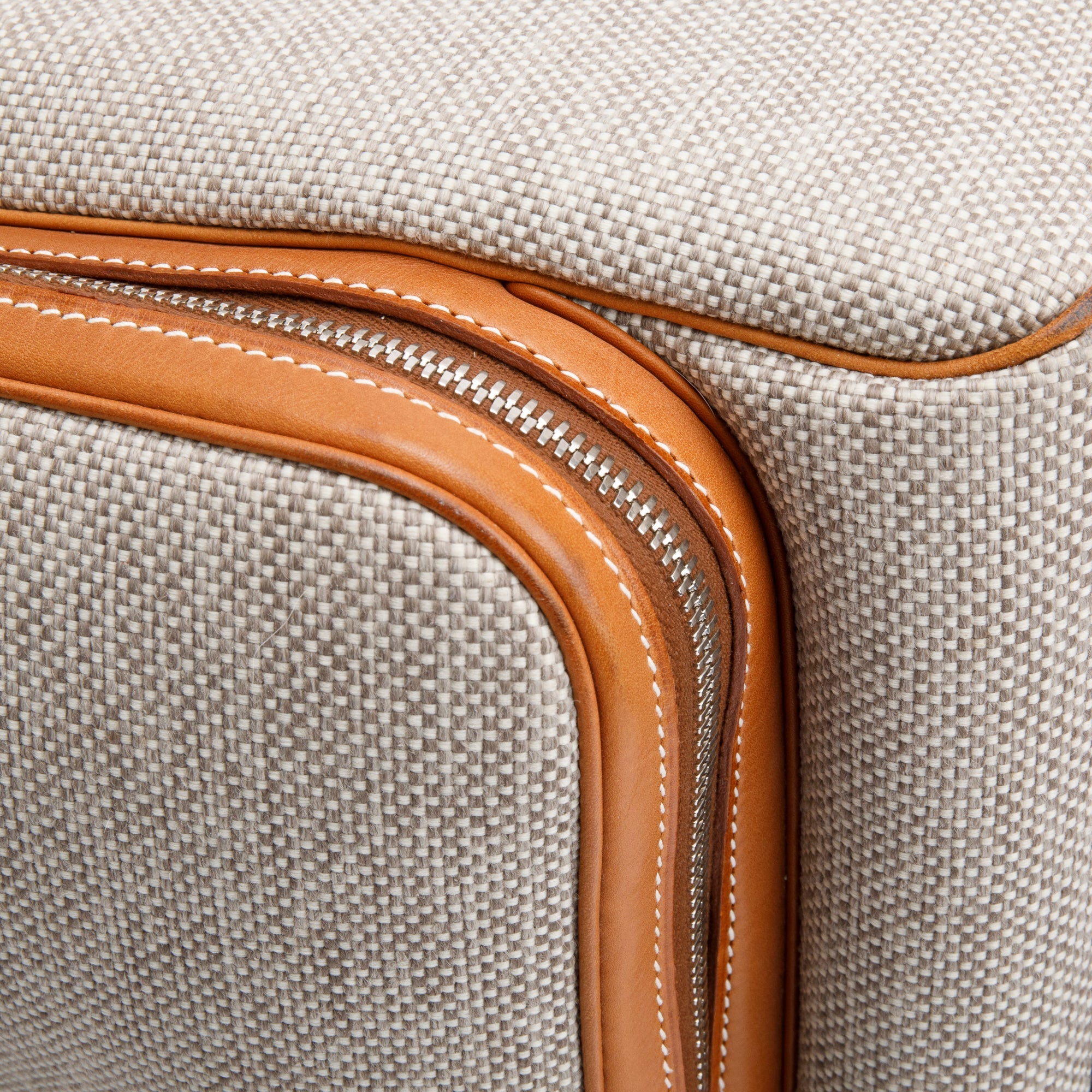 Hermes Etoupe Fauve Toile Gold Barena Leather Caleche Express Rolling Luggage