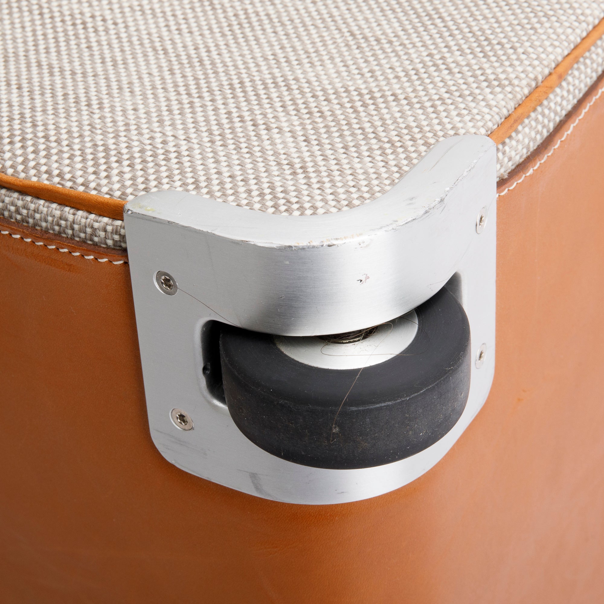 Hermes Etoupe Fauve Toile Gold Barena Leather Caleche Express Rolling Luggage