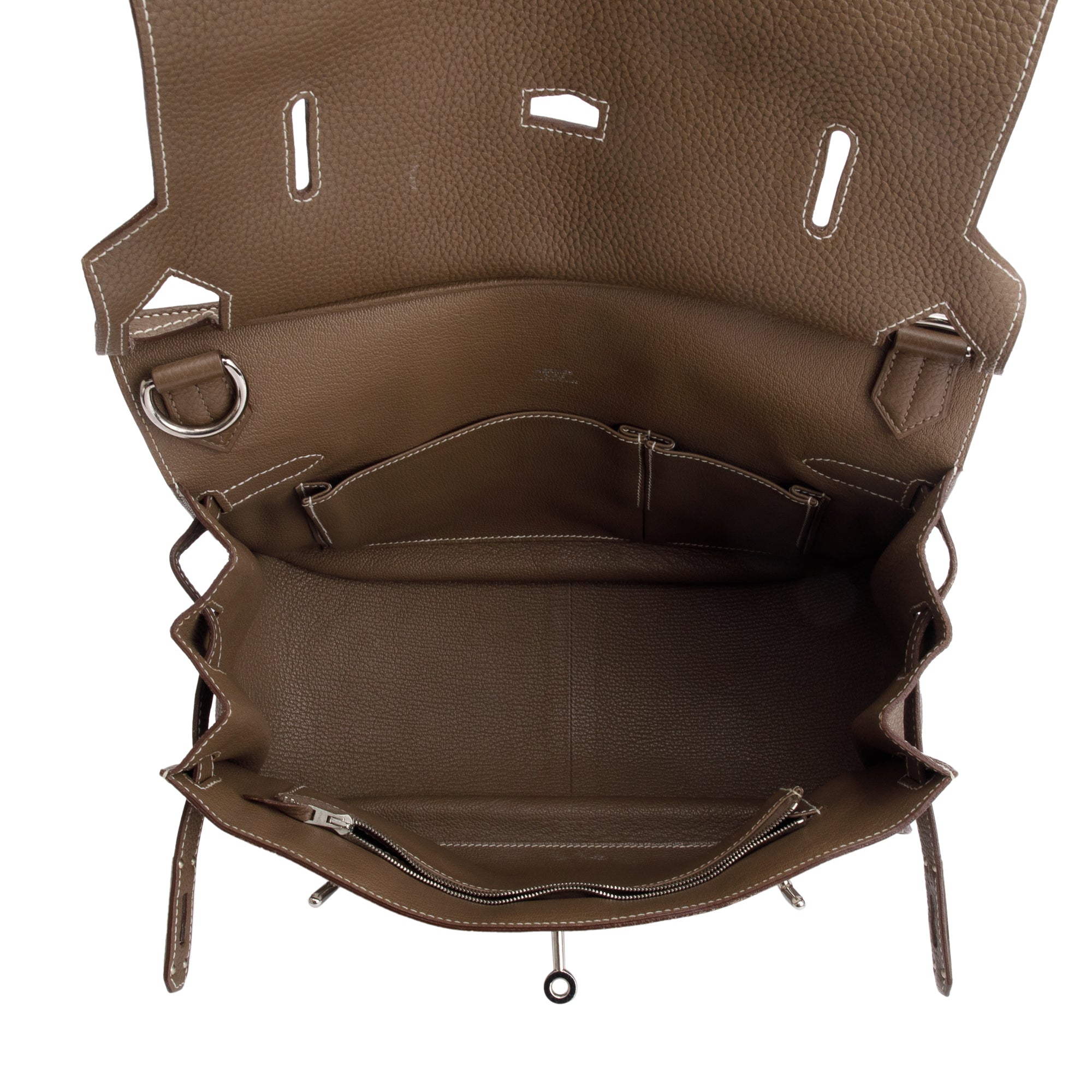 Hermes Etoupe Taurillon Clemence Leather Jypsiere 34