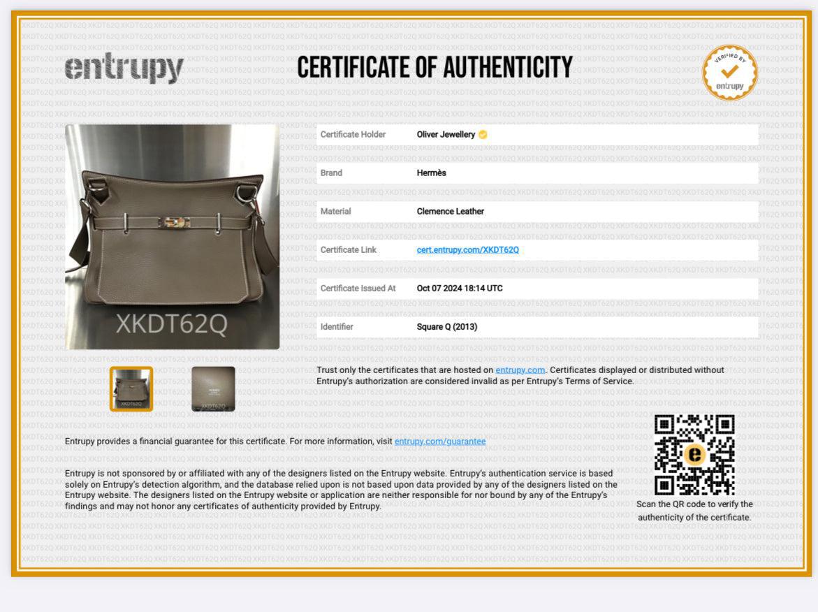 Hermes Etoupe Taurillon Clemence Leather Jypsiere 34