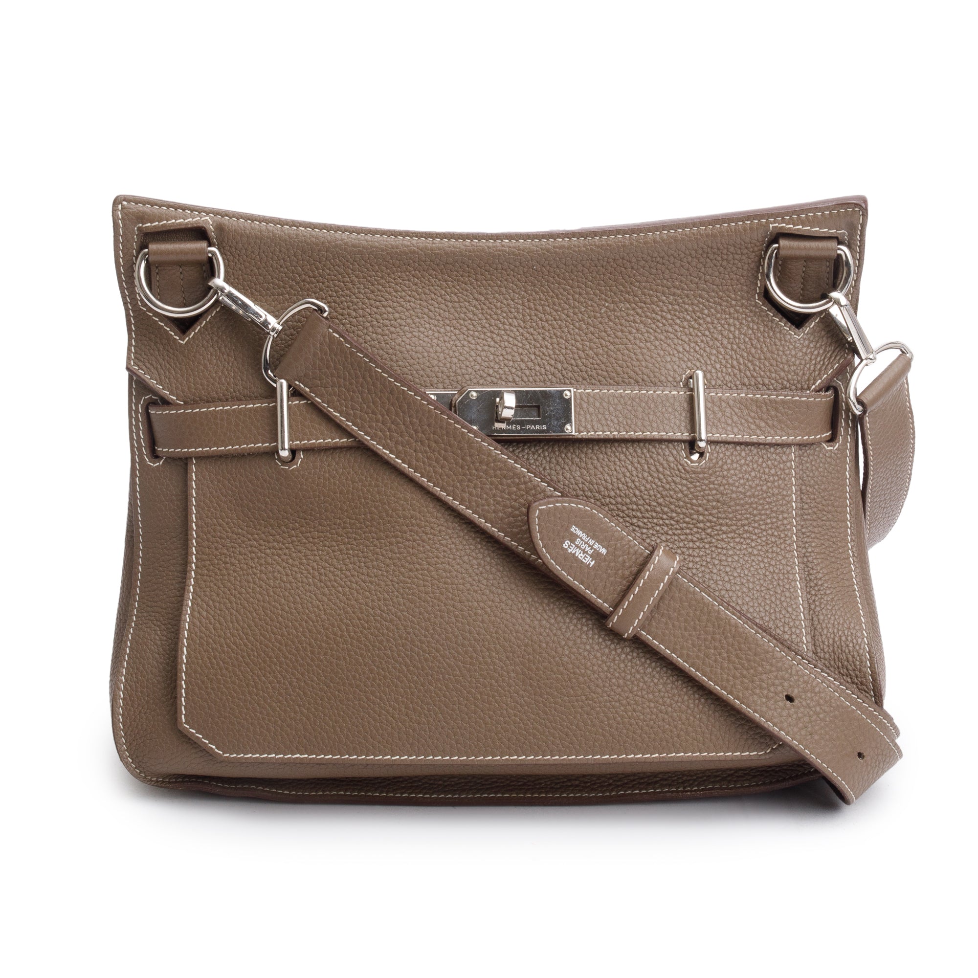 Hermes Etoupe Taurillon Clemence Leather Jypsiere 34