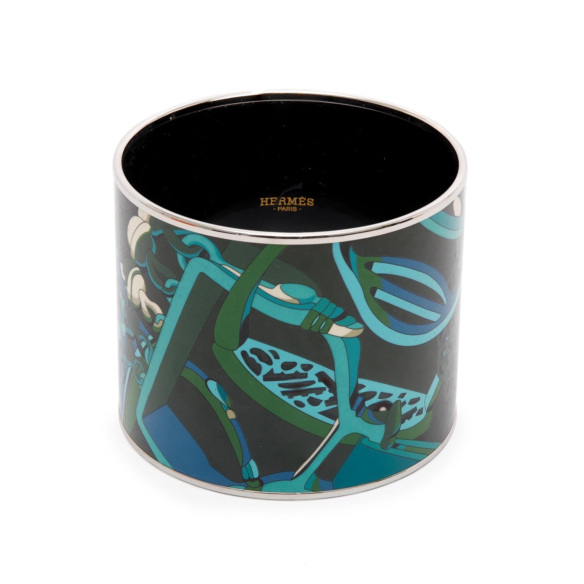 Hermes Extra Wide Enamel Bangle Bracelet w/ Box