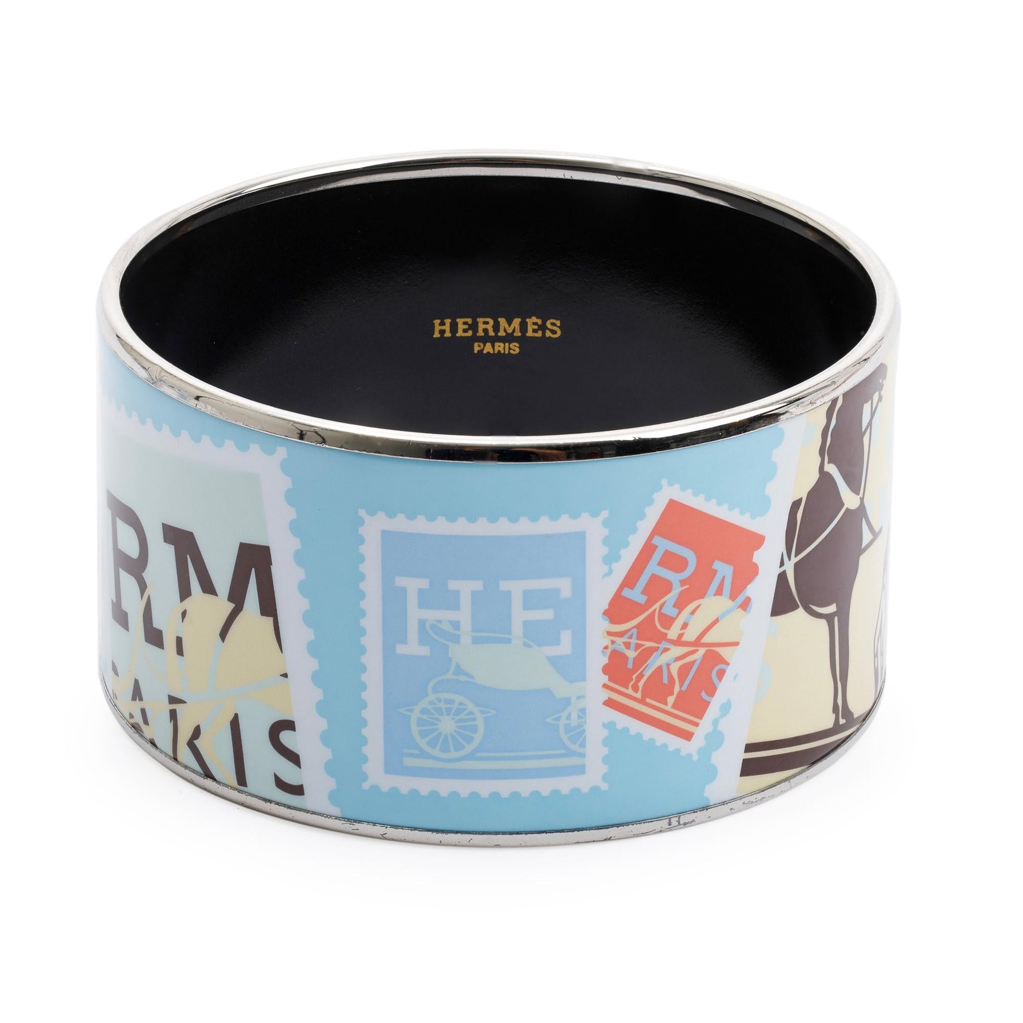 Hermes Extra Wide Enamel Bangle Bracelet