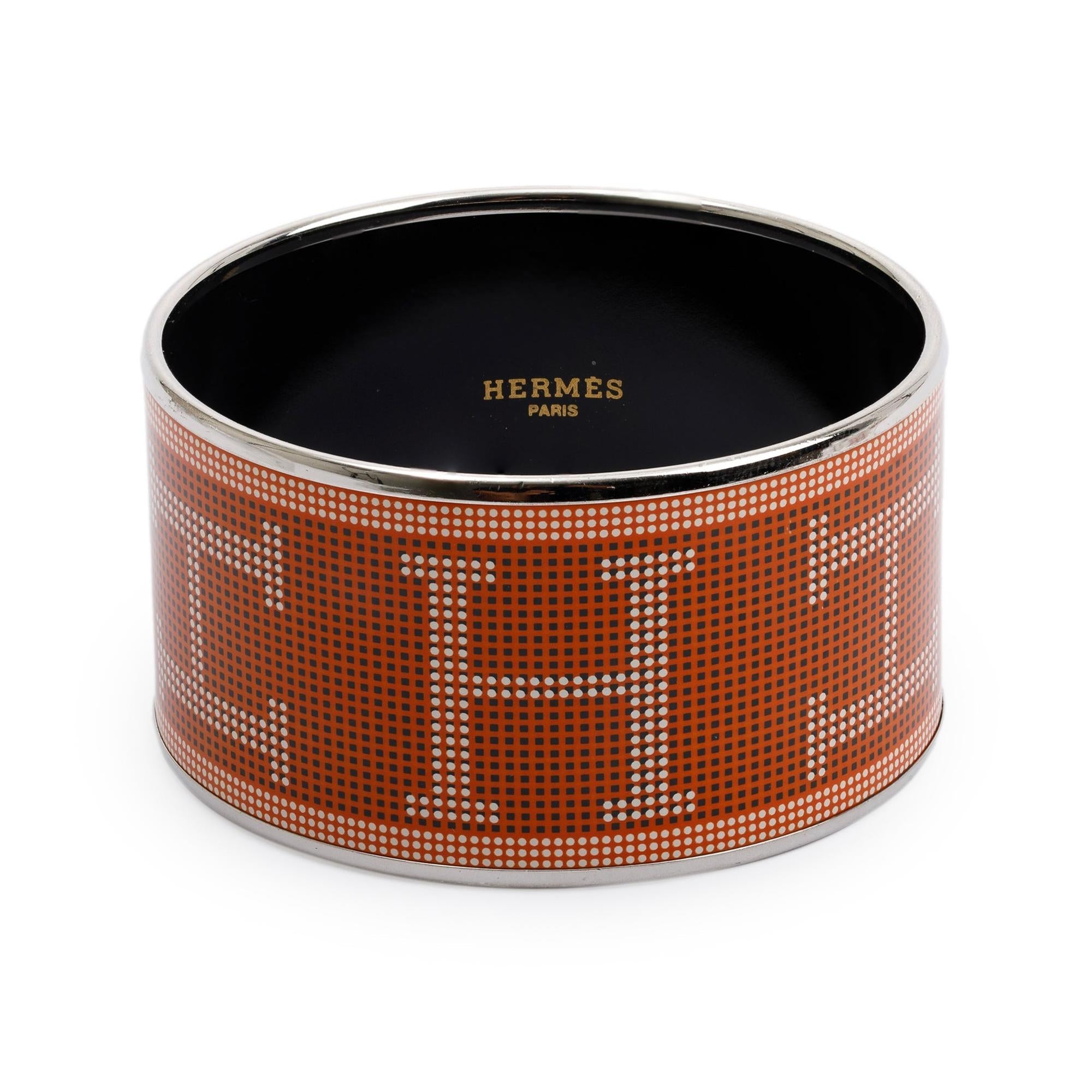 Hermes Extra Wide Enamel Bangle Bracelet