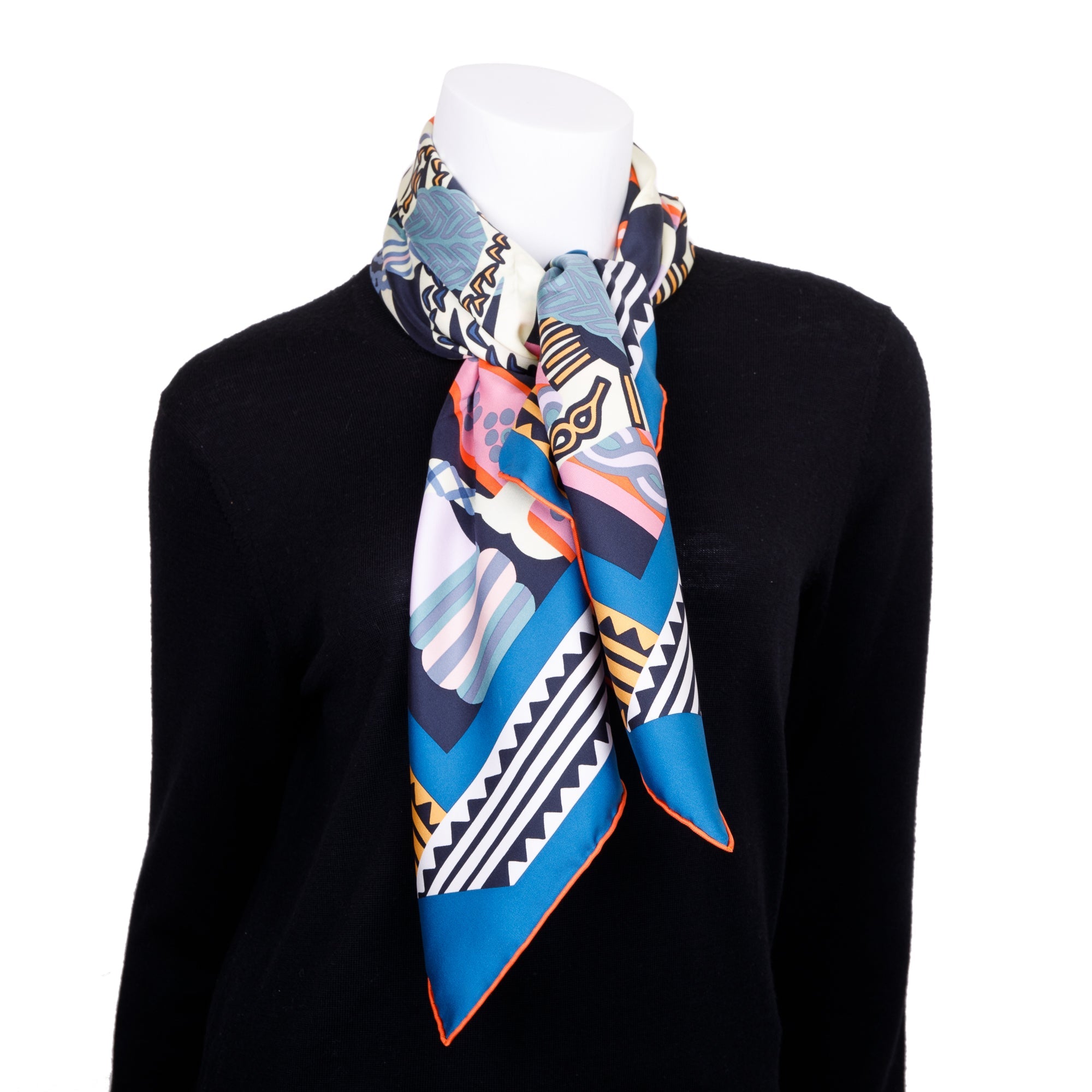 Hermes 'Fantaisie D'Etriers' Multicolour Silk Scarf 90 w/ Box