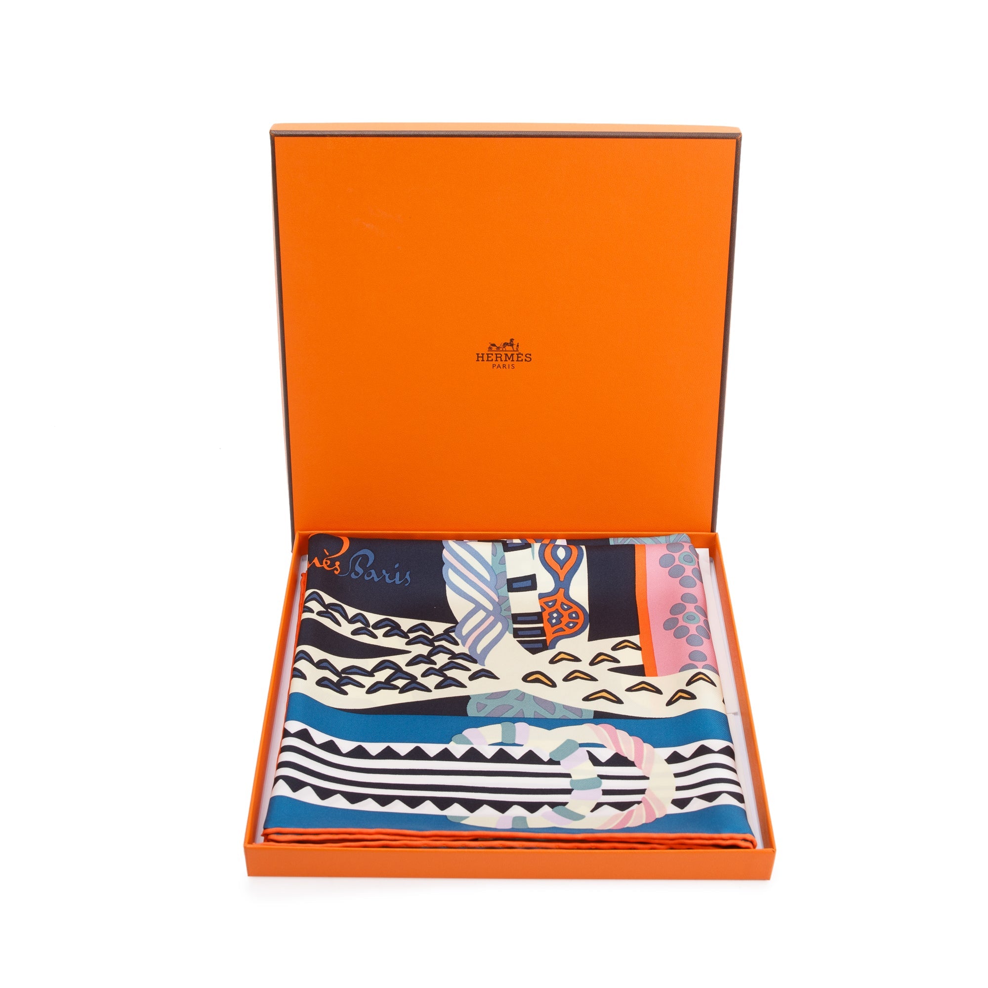 Hermes 'Fantaisie D'Etriers' Multicolour Silk Scarf 90 w/ Box
