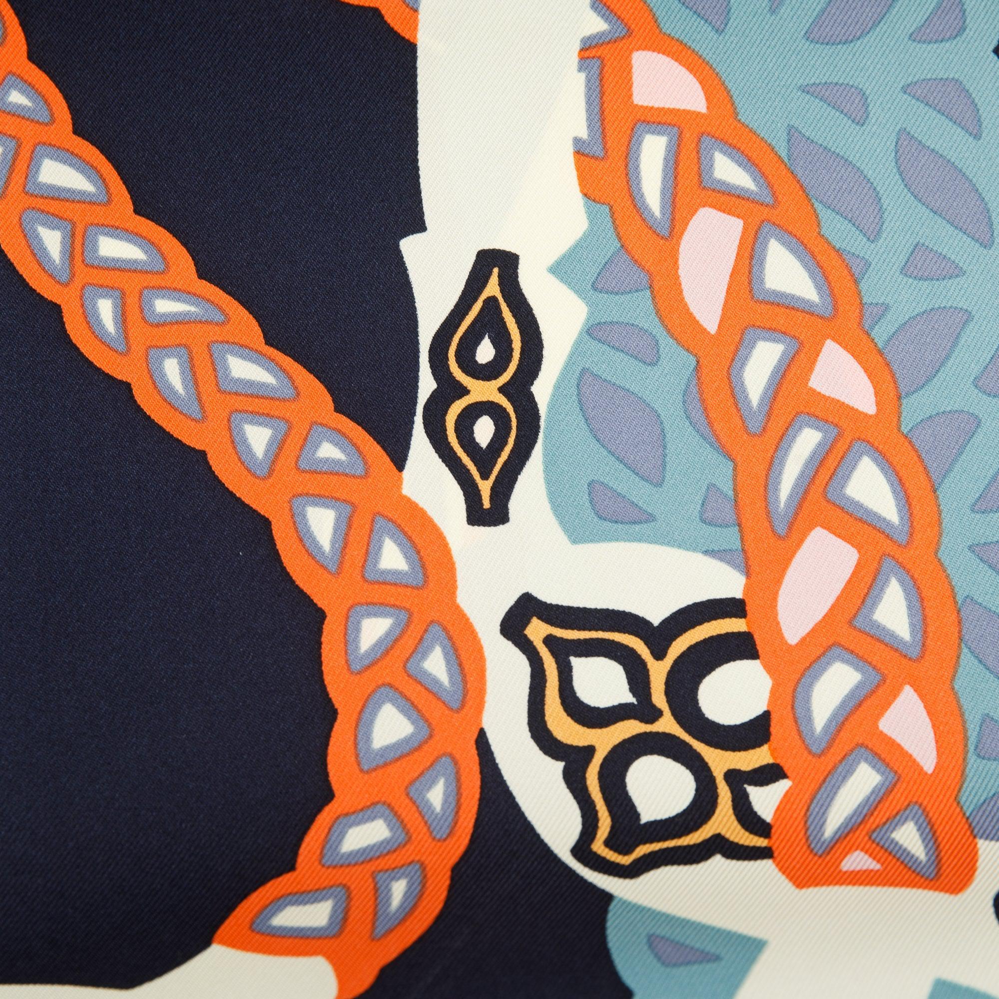 Hermes 'Fantaisie D'Etriers' Multicolour Silk Scarf 90 w/ Box