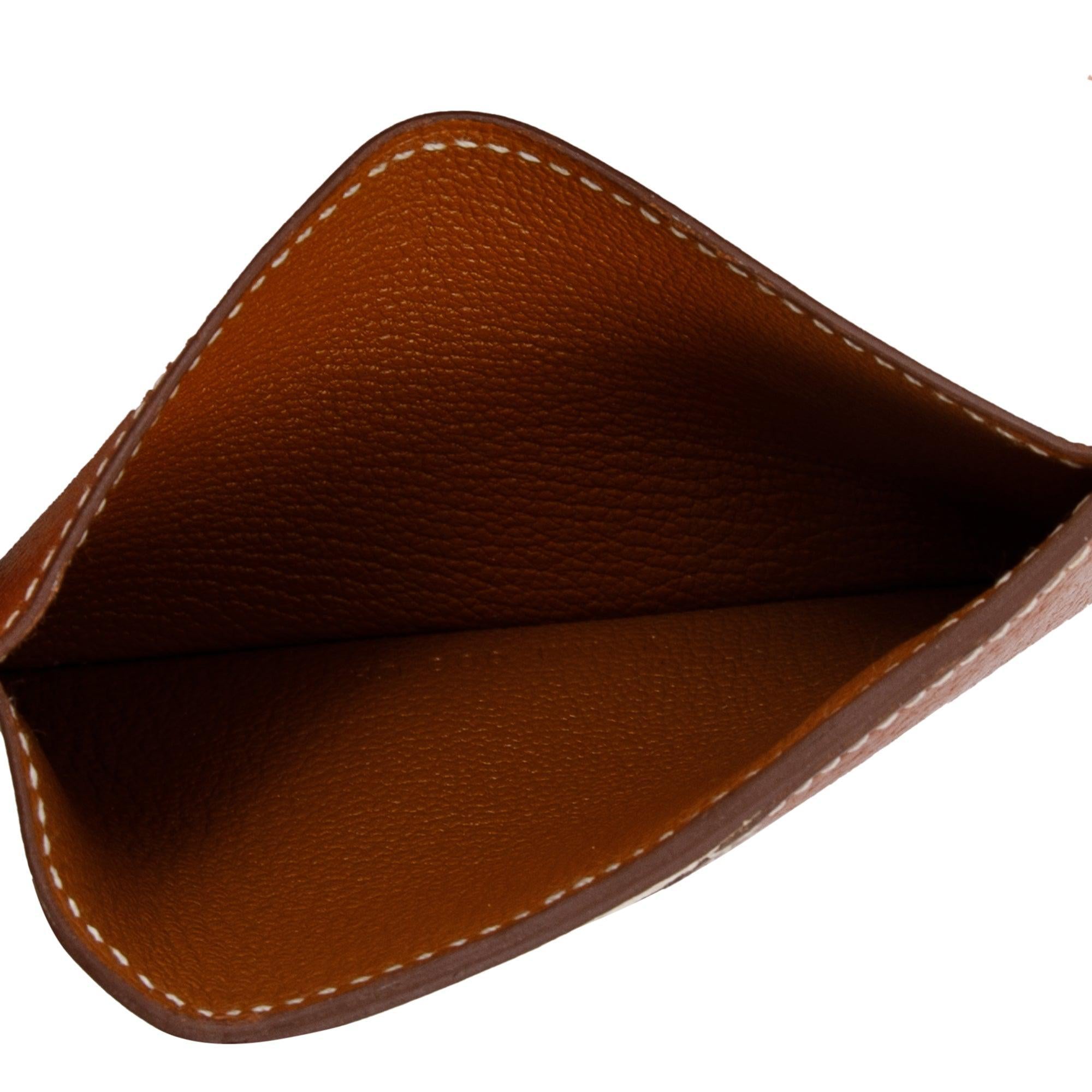 Hermes Fauve Craie Beige De Weimar Barenia Faubourg Epsom Evercolor Les Petits Chavaux Card Holder