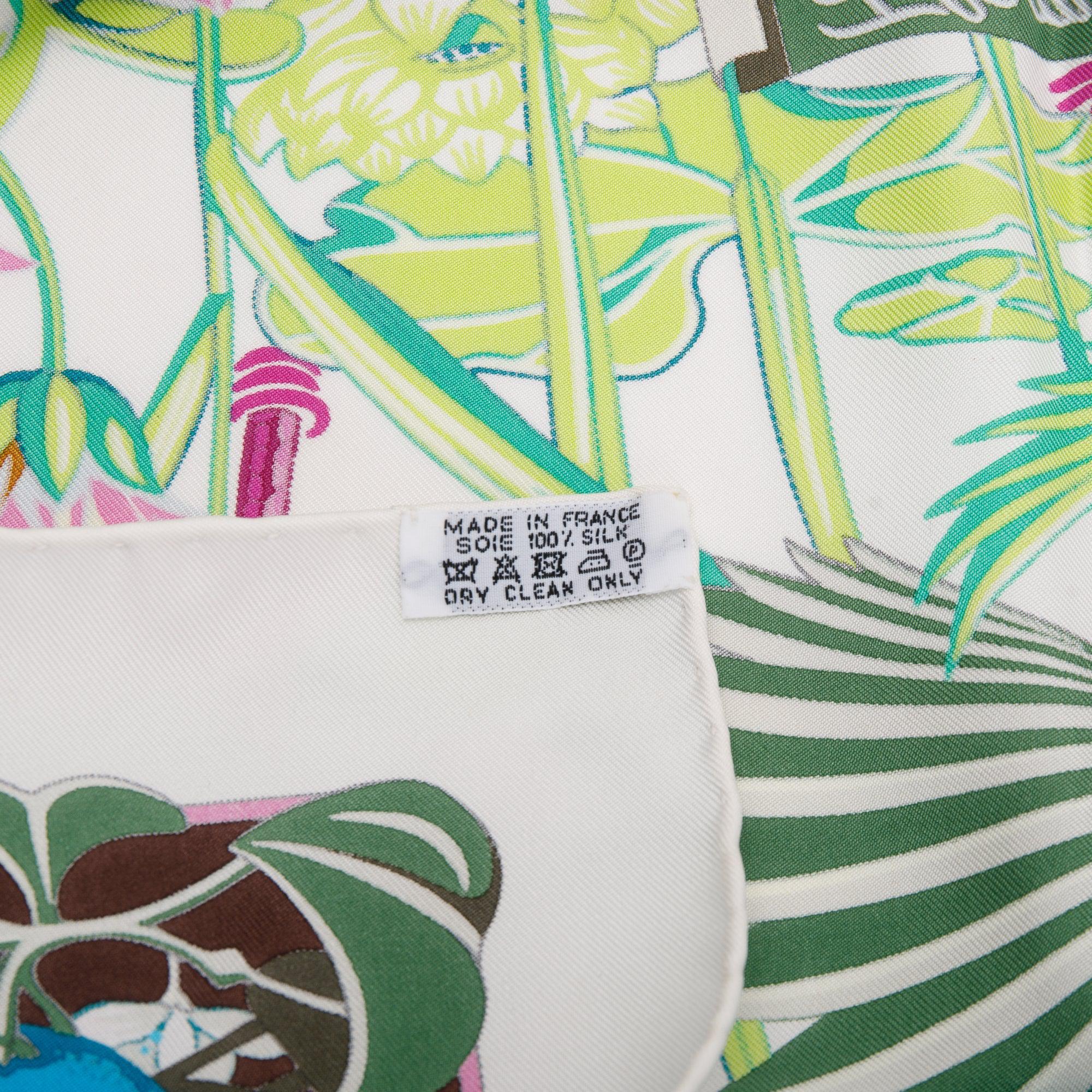 Hermes 'Flamingo Party' Multicolour Silk Scarf 90