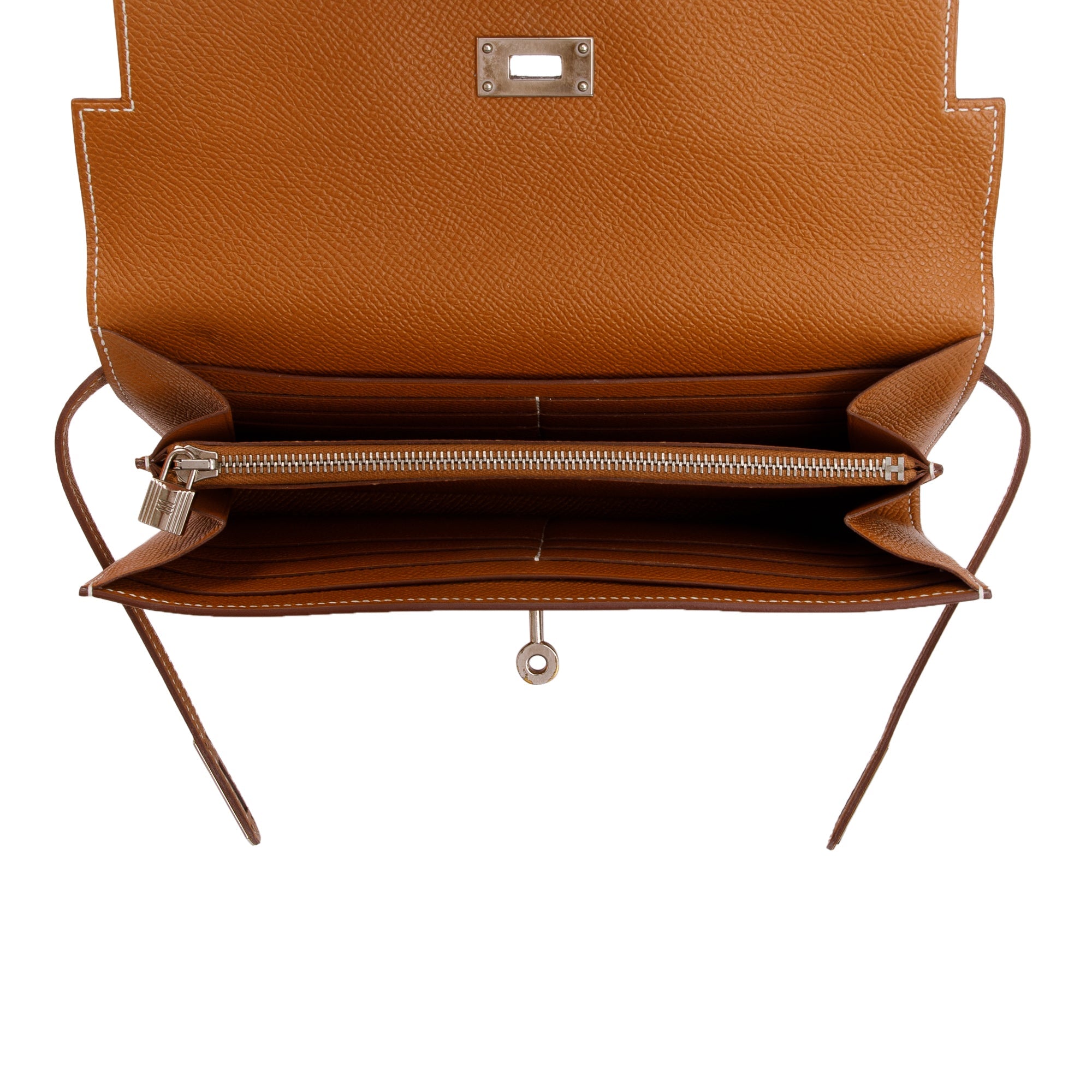 Hermes Gold Epsom Leather Classic Kelly Longue Wallet w/ Box