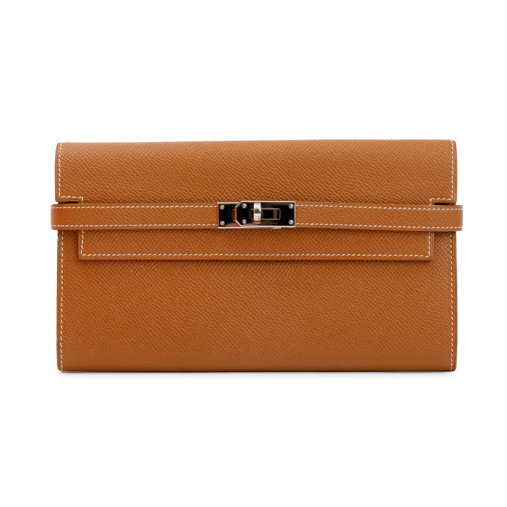 Hermes Gold Epsom Leather Classic Kelly Longue Wallet w/ Box