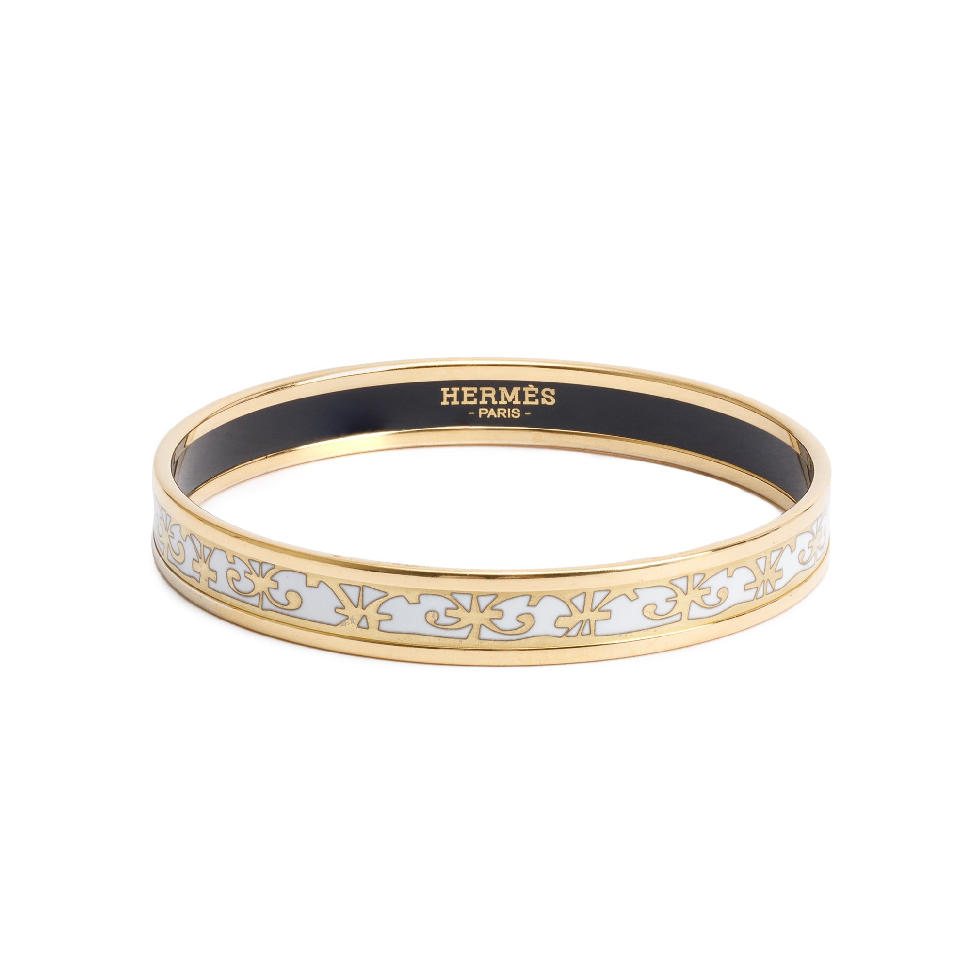 Hermes Gold-Plated 'Balcons Du Guadalquivir' Enamel Narrow Bangle