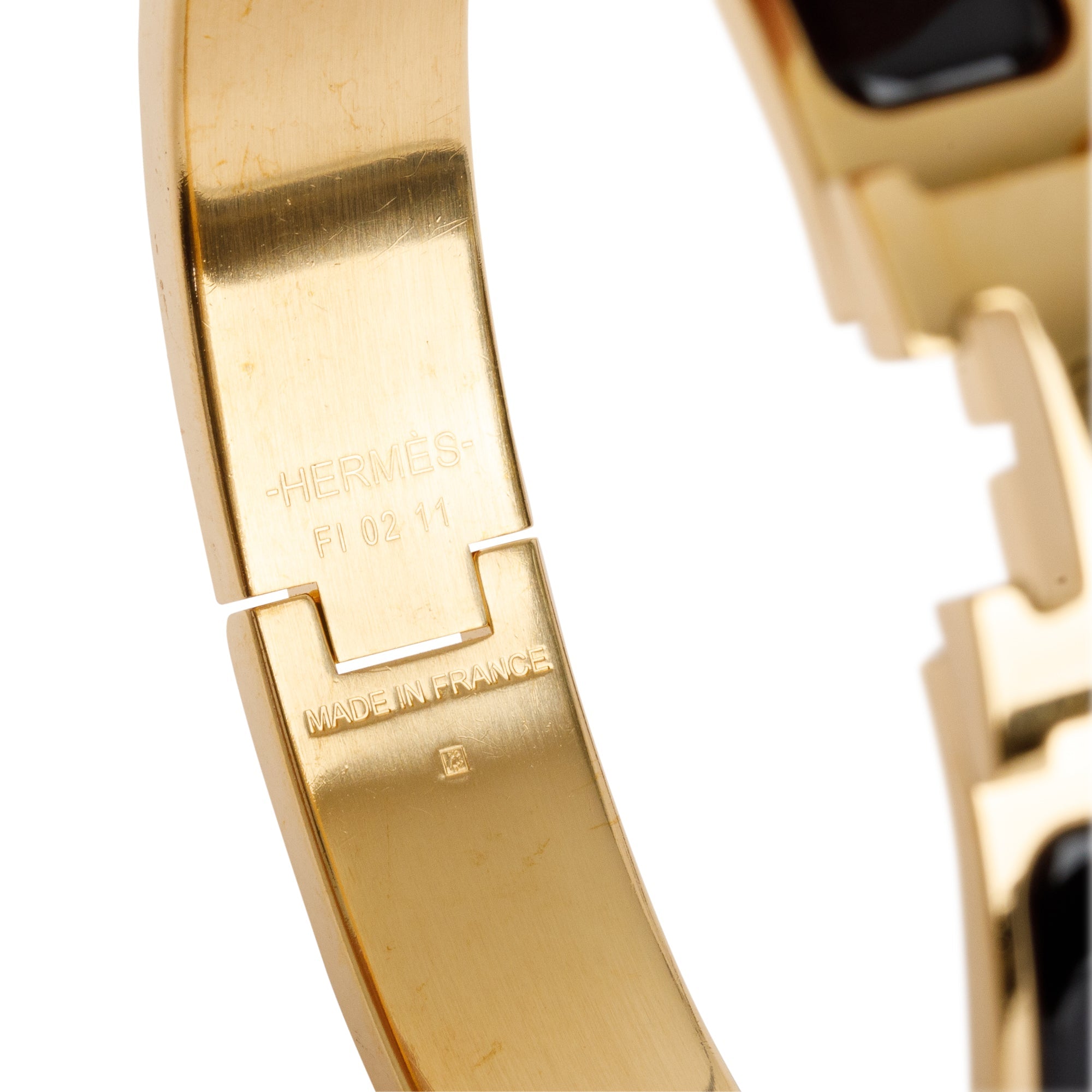 Hermes Gold-Plated Black Enamel 12 MM Clic H Bracelet