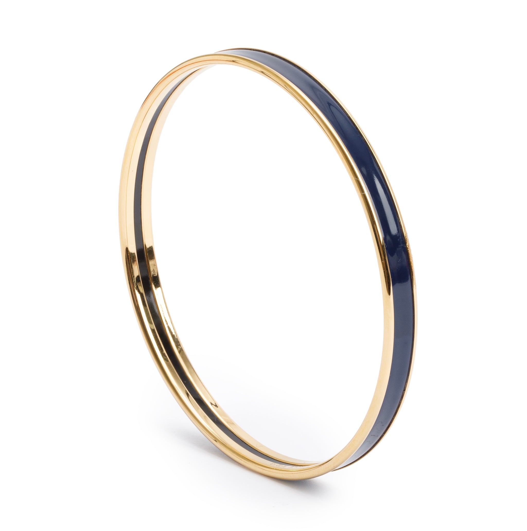 Hermes Gold-Plated Black Enamel Uni Bangle w/ Box