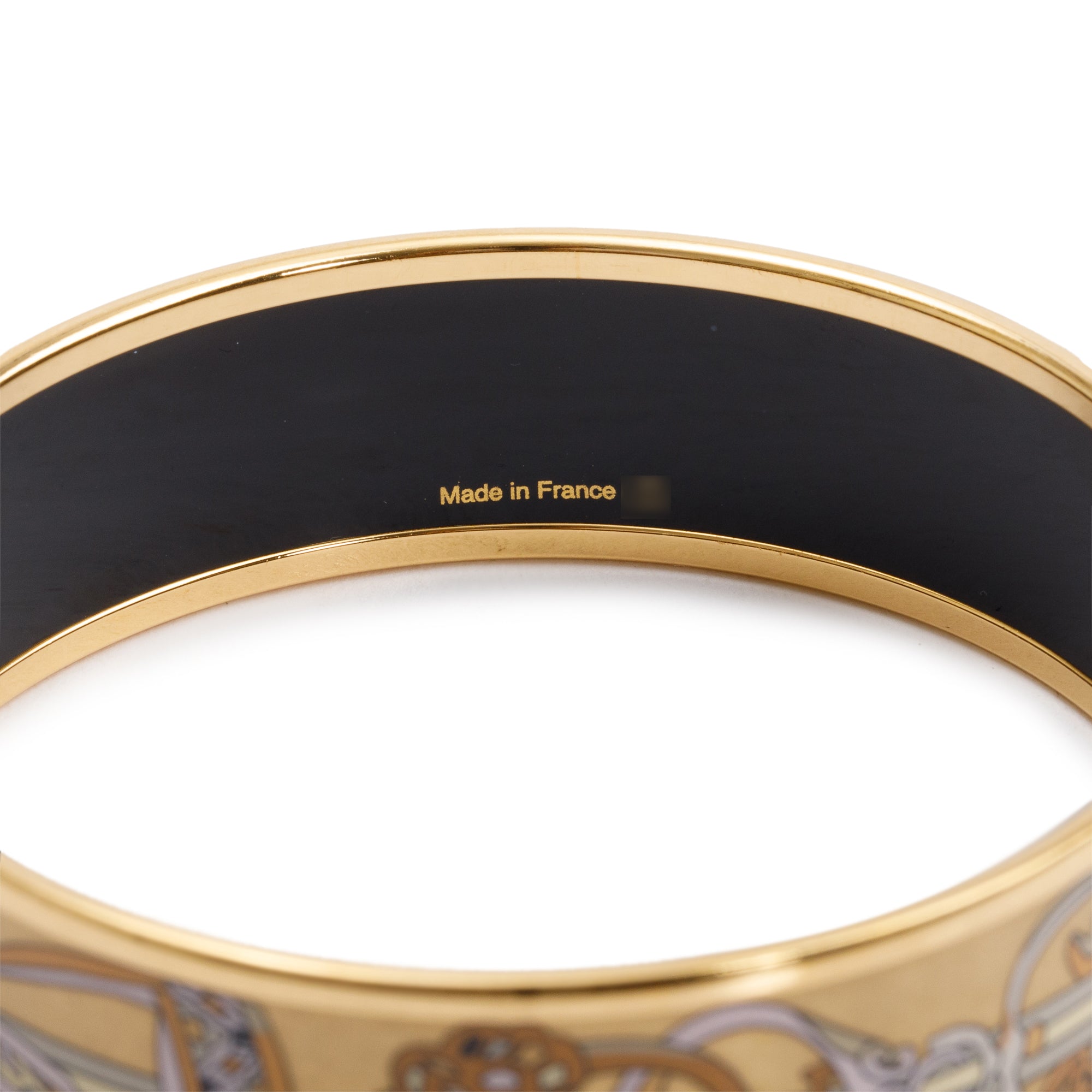 Hermes Gold-Plated 'Concours D'etriers' Enamel Wide Bangle