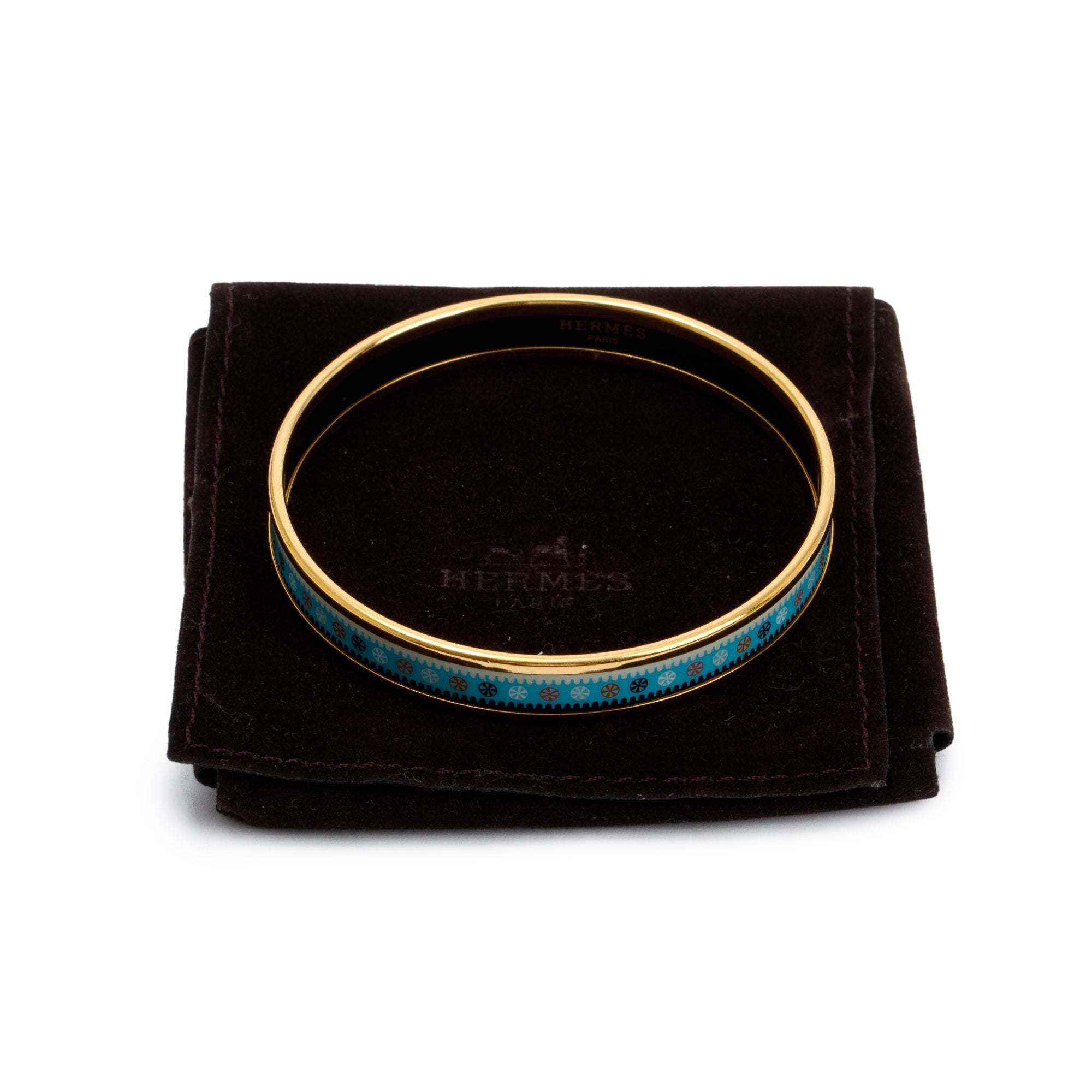 Hermes Gold-Plated Enamel Narrow Bangle
