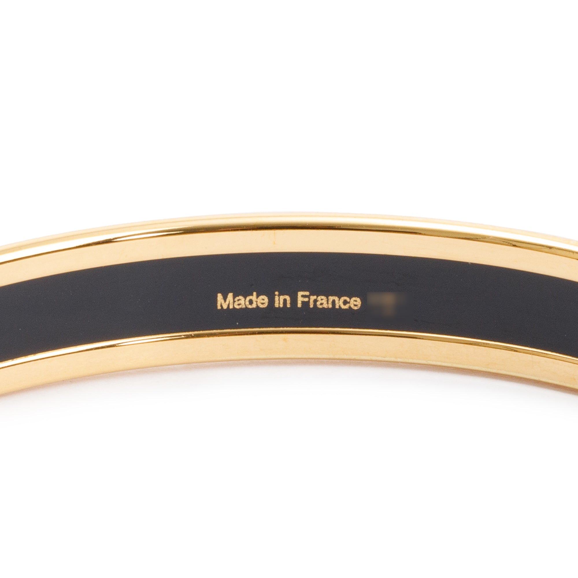 Hermes Gold-Plated Enamel Narrow Bangle w/ Box