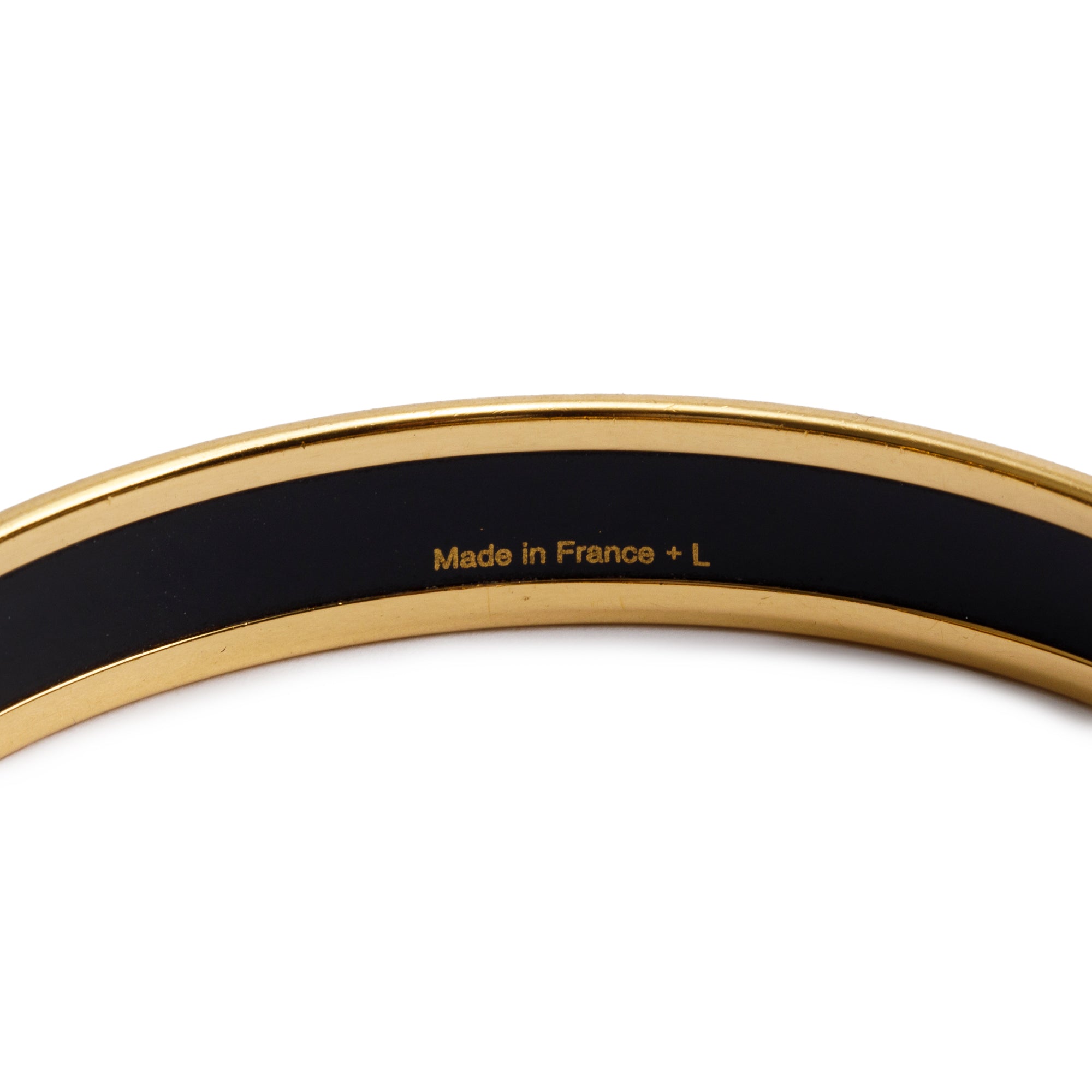 Hermes Gold-Plated Enamel Narrow Bangle w/ Box