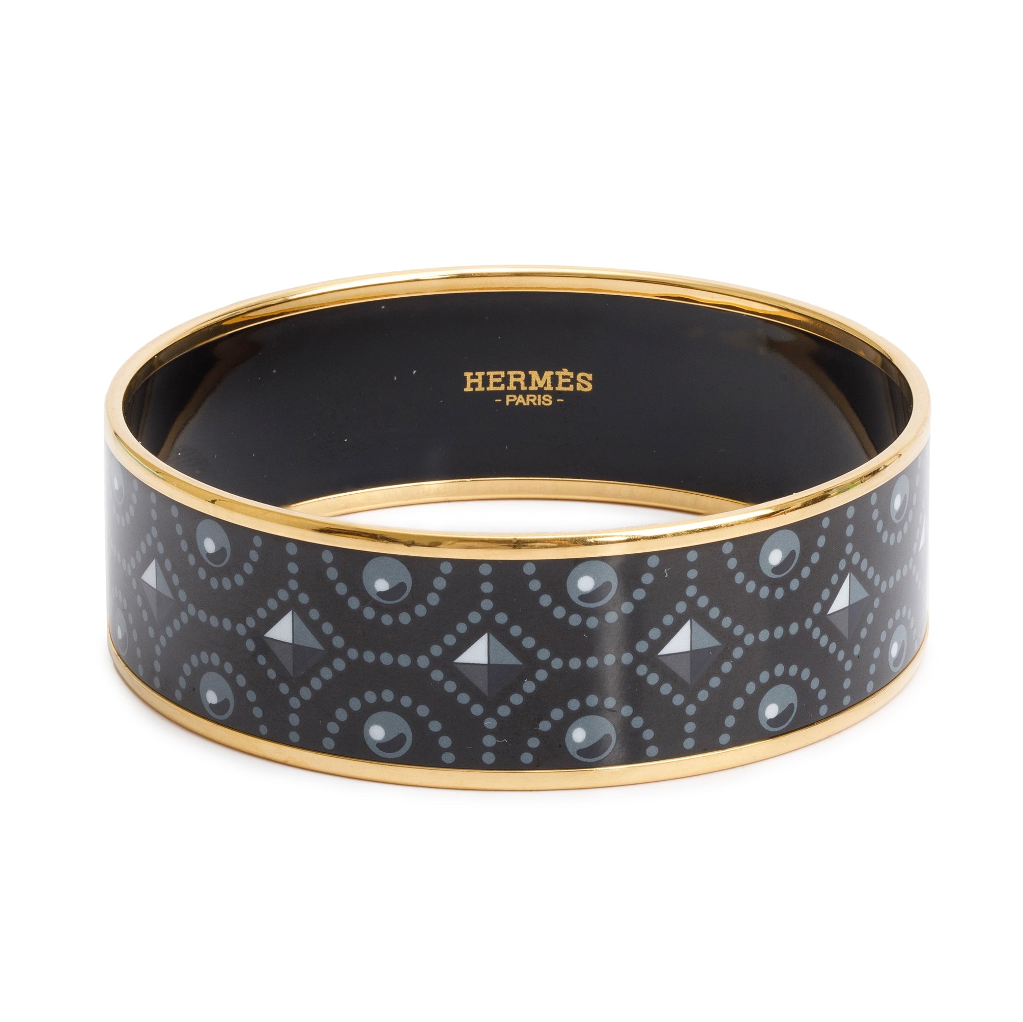 Hermes Gold-Plated Enamel Wide Bangle