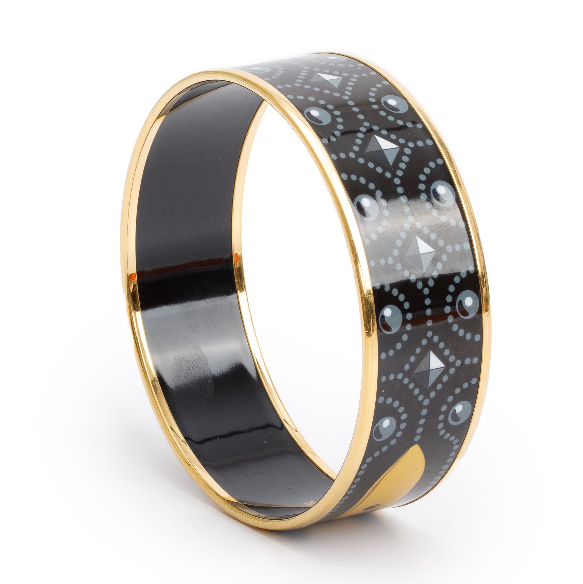 Hermes Gold-Plated Enamel Wide Bangle