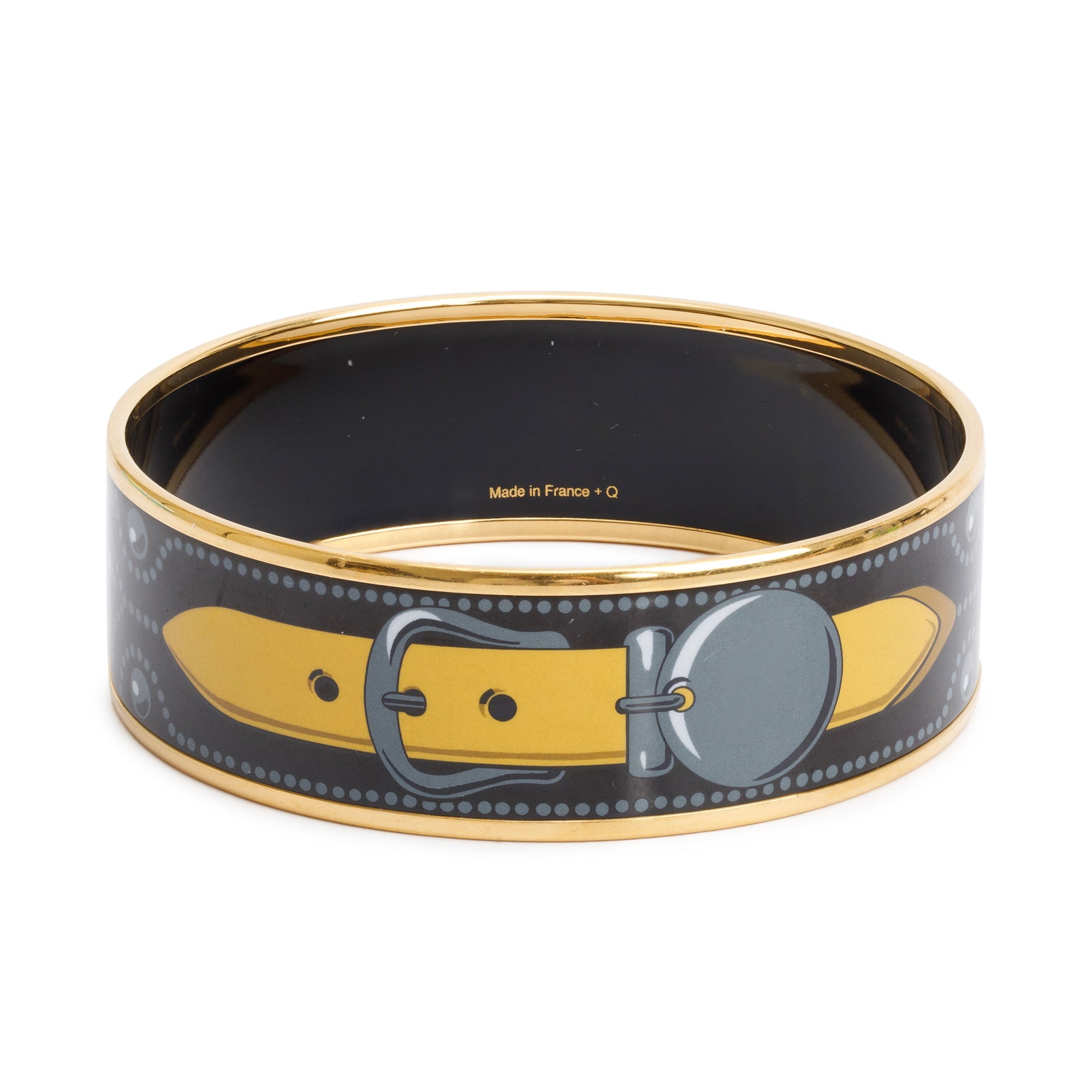 Hermes Gold-Plated Enamel Wide Bangle