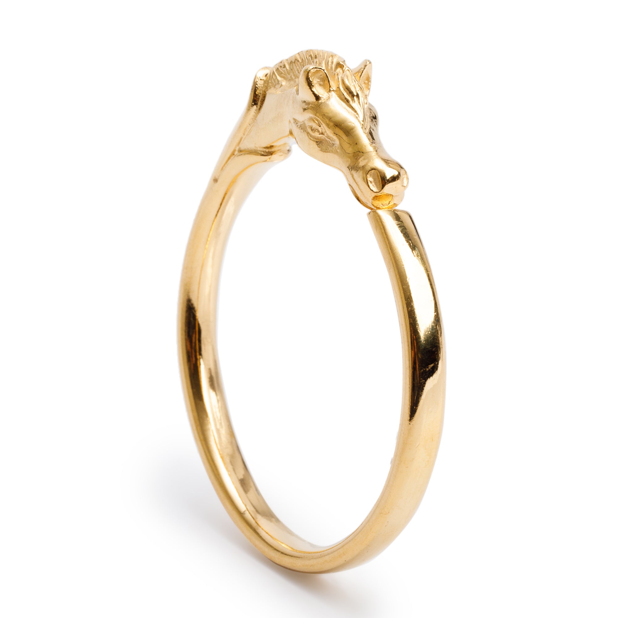 Hermes Gold-Plated Horse Head Bangle Bracelet