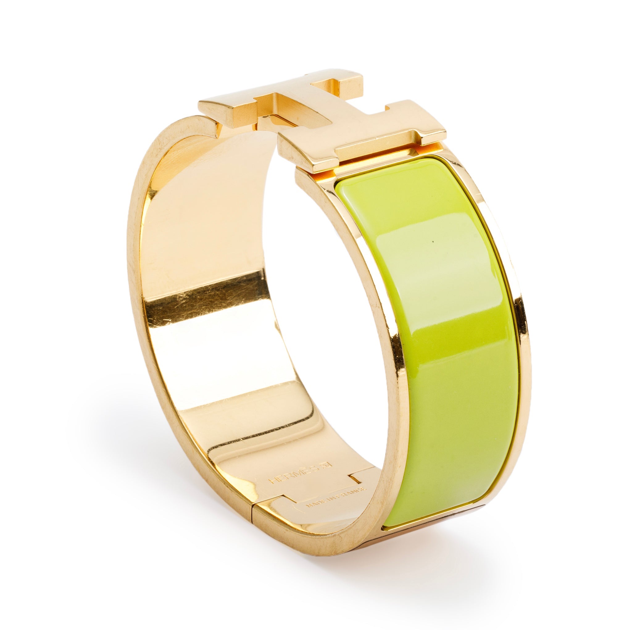 Hermes Gold-Plated Jaune Tennis Enamel Clic Clac H Bracelet