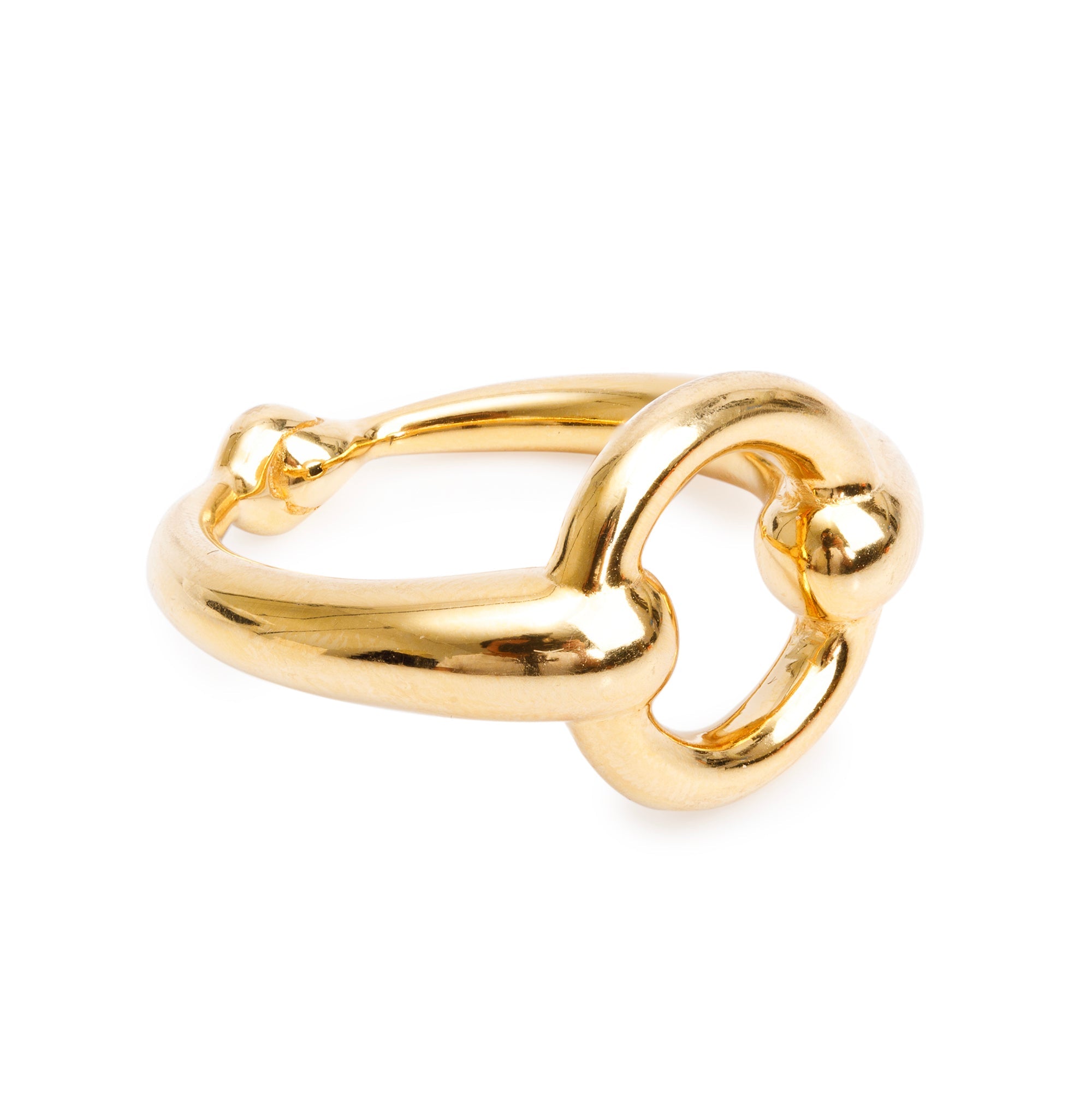 Hermes Gold-Plated Metal Morse Scarf Ring w/ Box