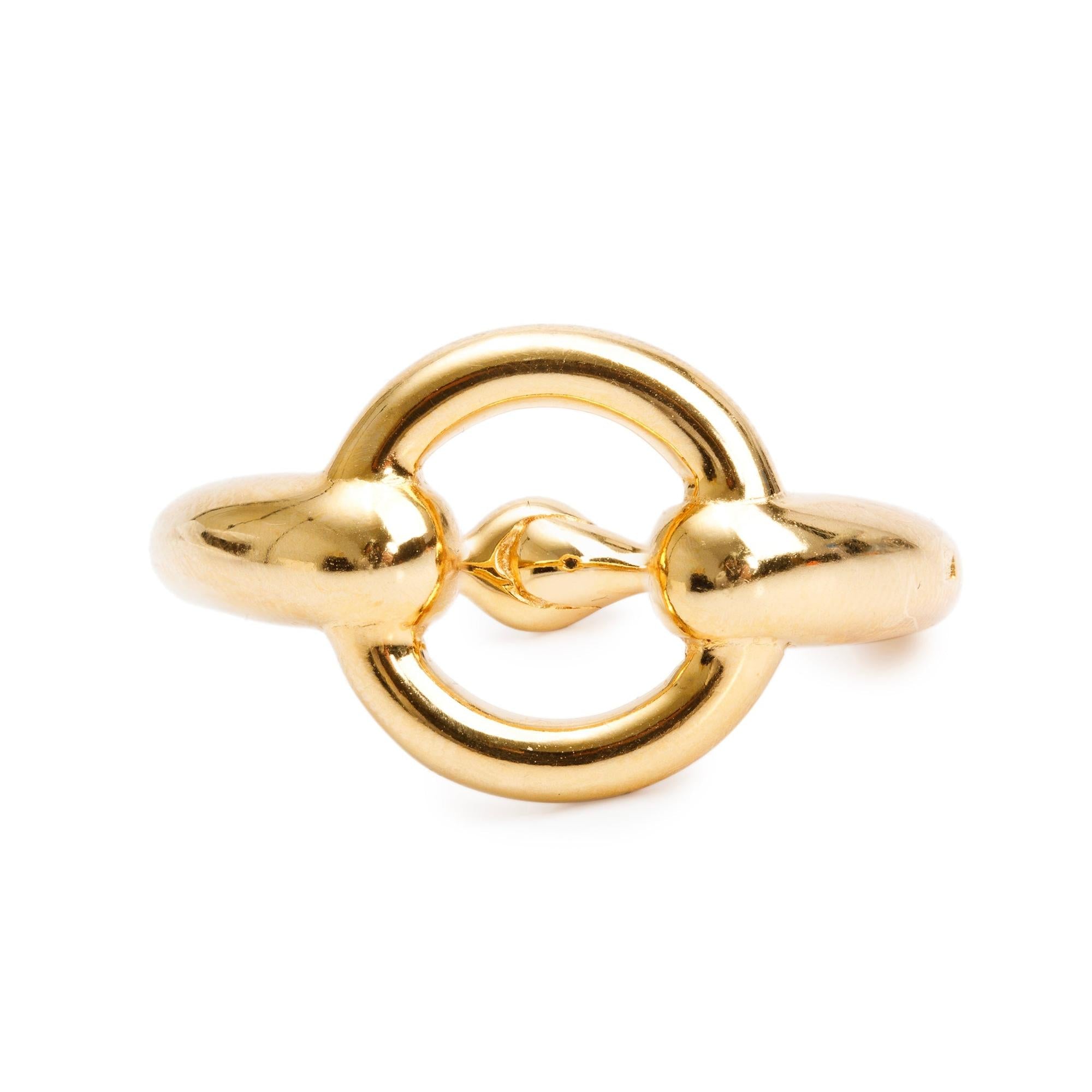 Hermes Gold-Plated Metal Morse Scarf Ring w/ Box