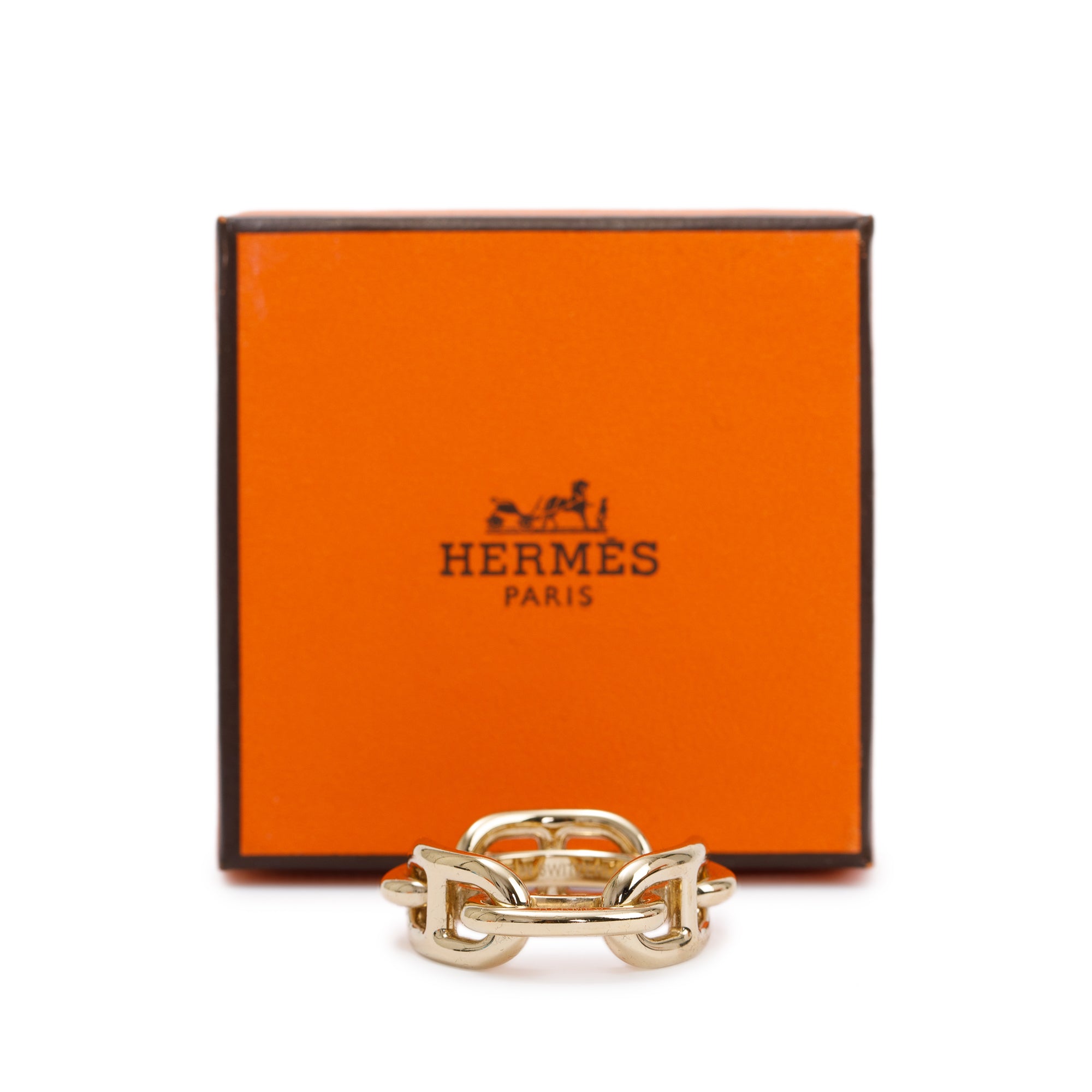 Hermes Gold-Plated Metal Regate Scarf Ring w/ Box
