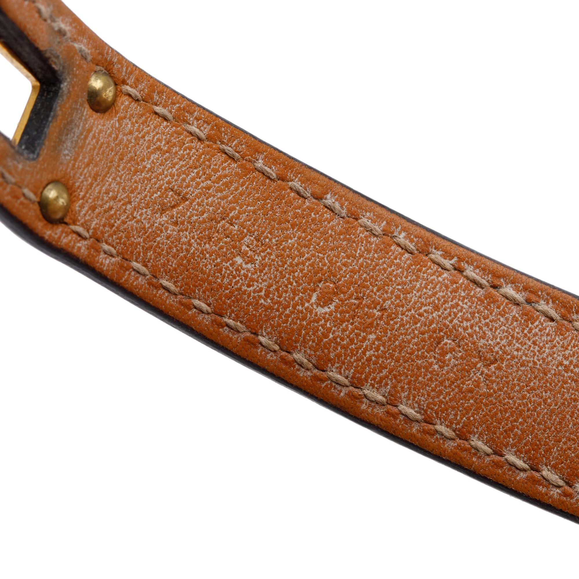 Hermes Gold Plated Navy Swift Calfskin Kelly Double Tour Bracelet, Size T3 w/ Box