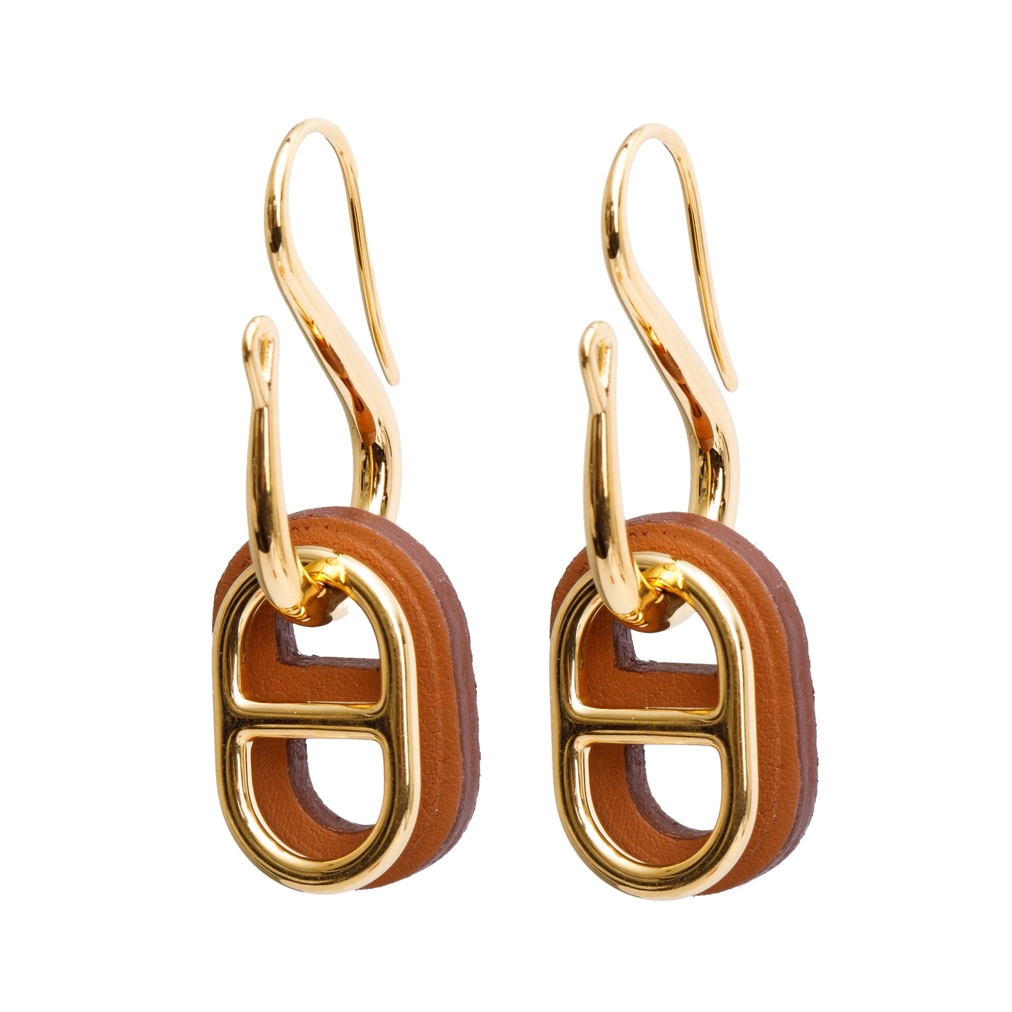 Hermes Gold Plated O'Maillon Earrings w/ Box