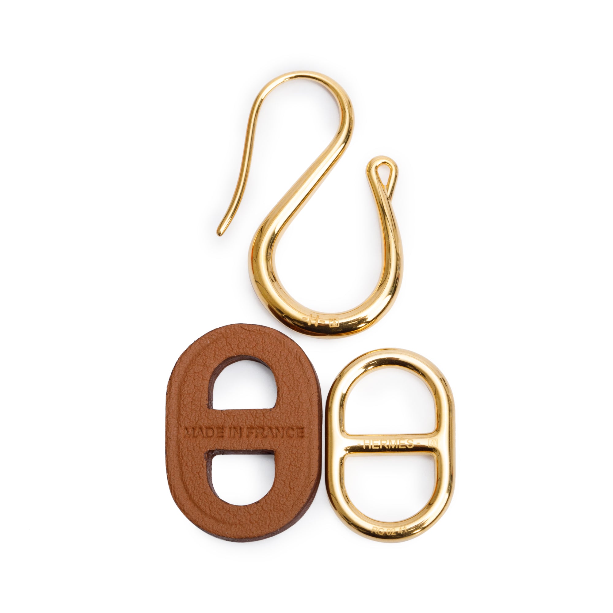 Hermes Gold Plated O'Maillon Earrings w/ Box