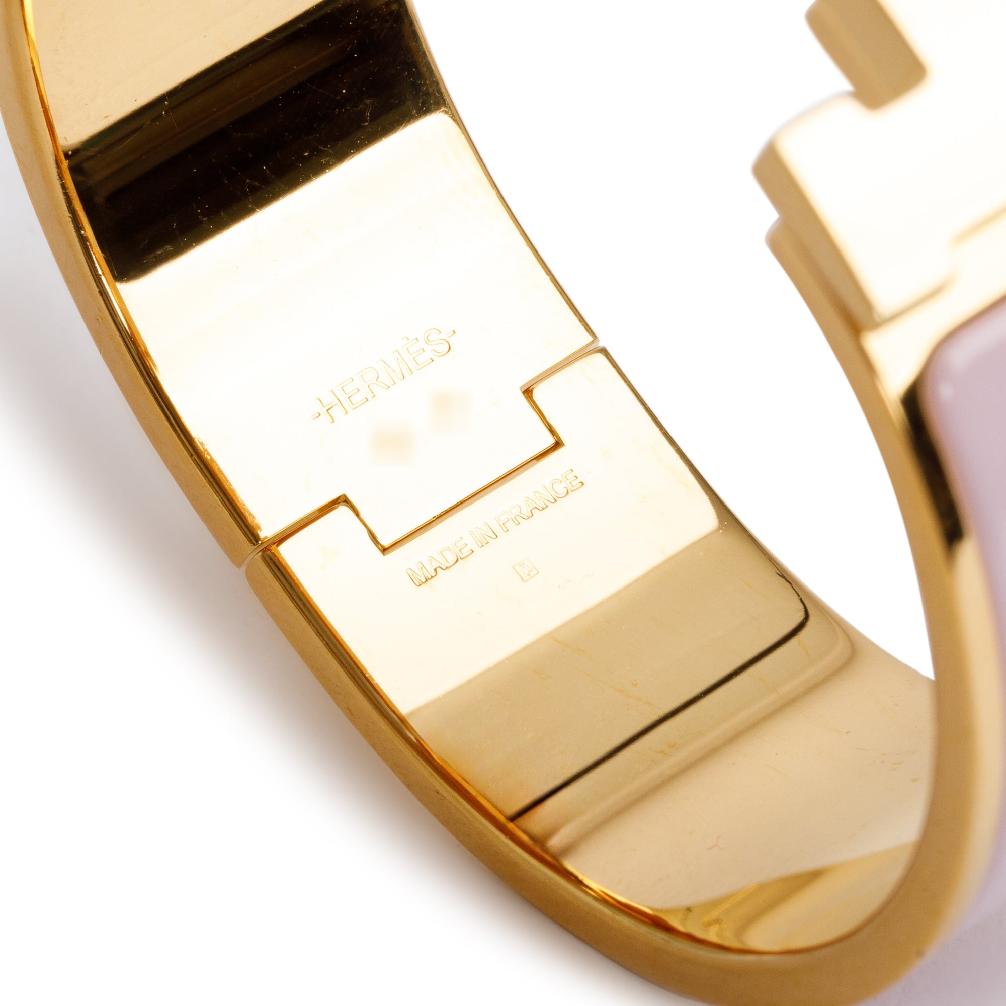 Hermes Gold-Plated Pink Enamel Clic Clac H Bracelet