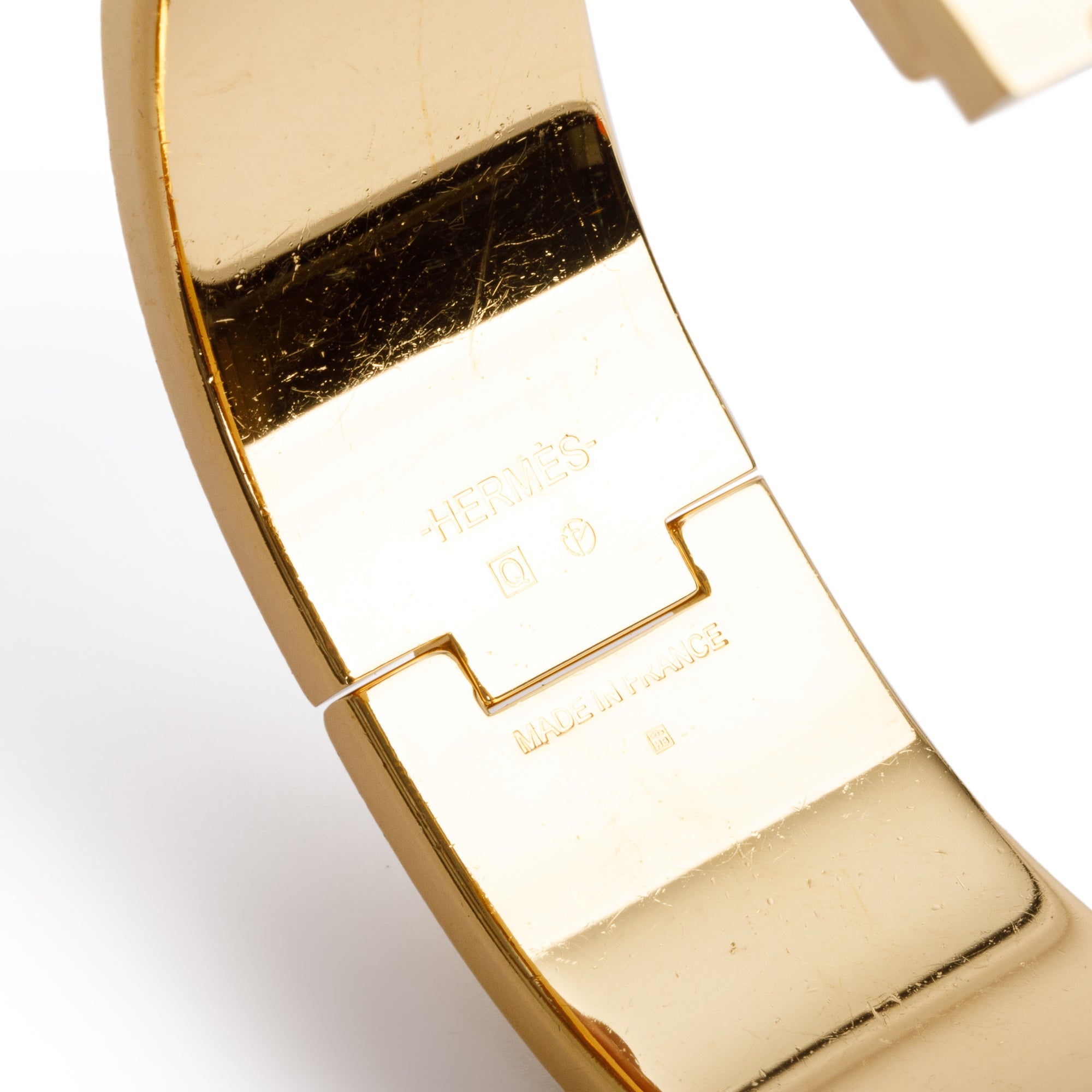 Hermes Gold-Plated Pink Enamel Clic Clac H Bracelet w/ Box