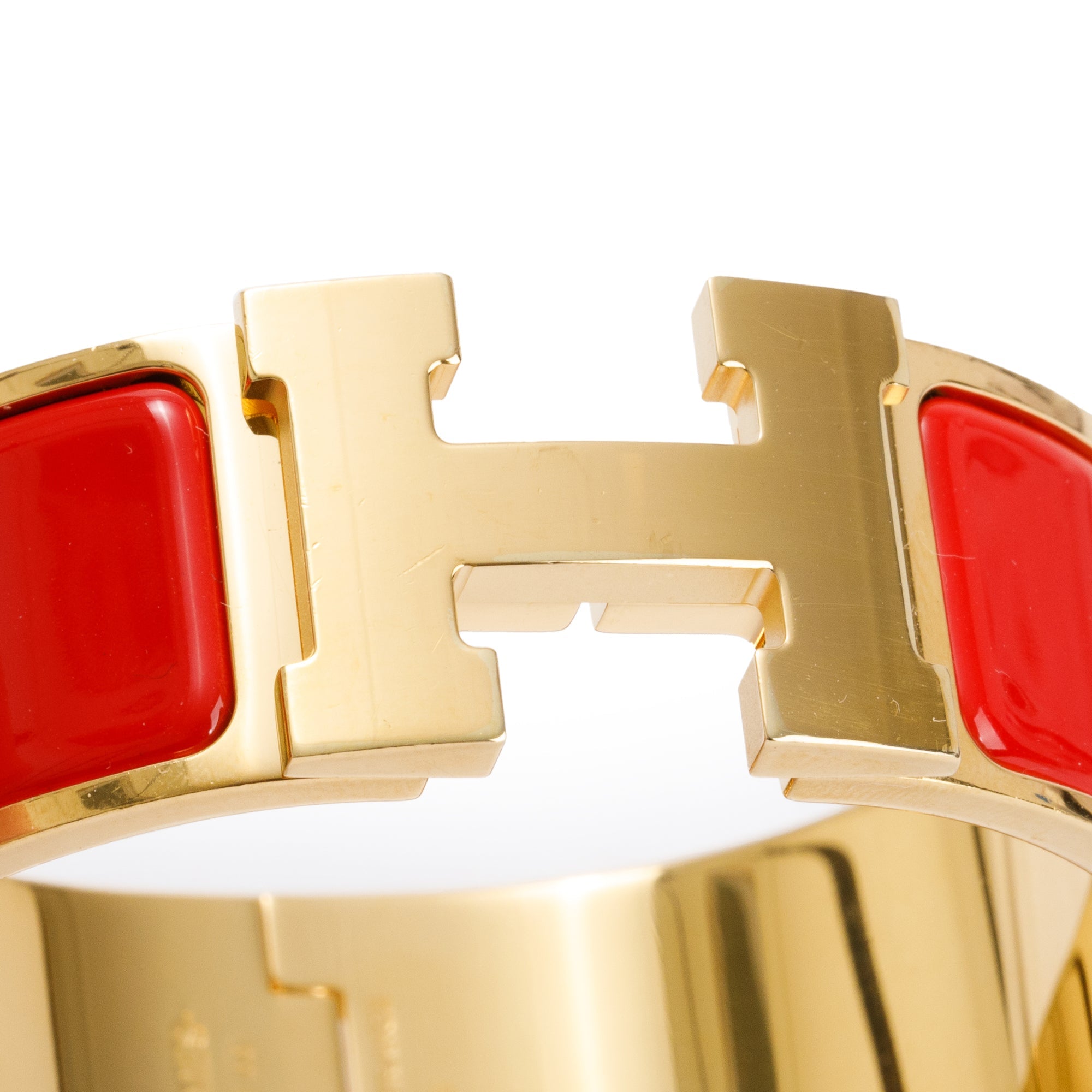 Hermes Gold-Plated Red Enamel Clic Clac H Bracelet