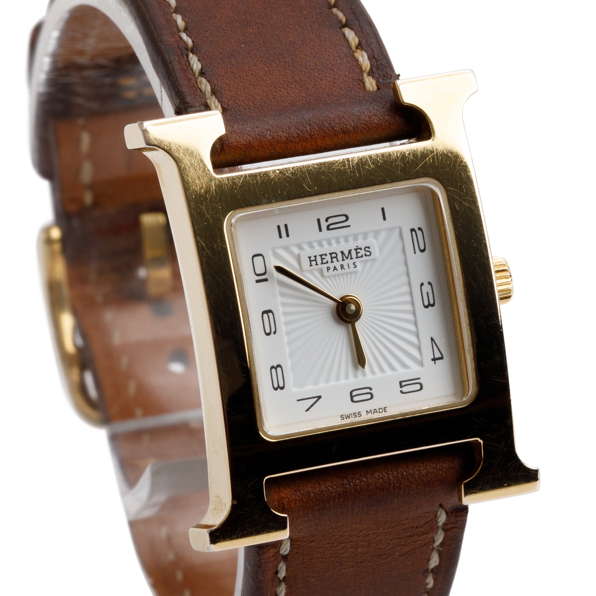 Hermes Gold Plated Stainless Steel Heure H Mini Model 21 MM Watch