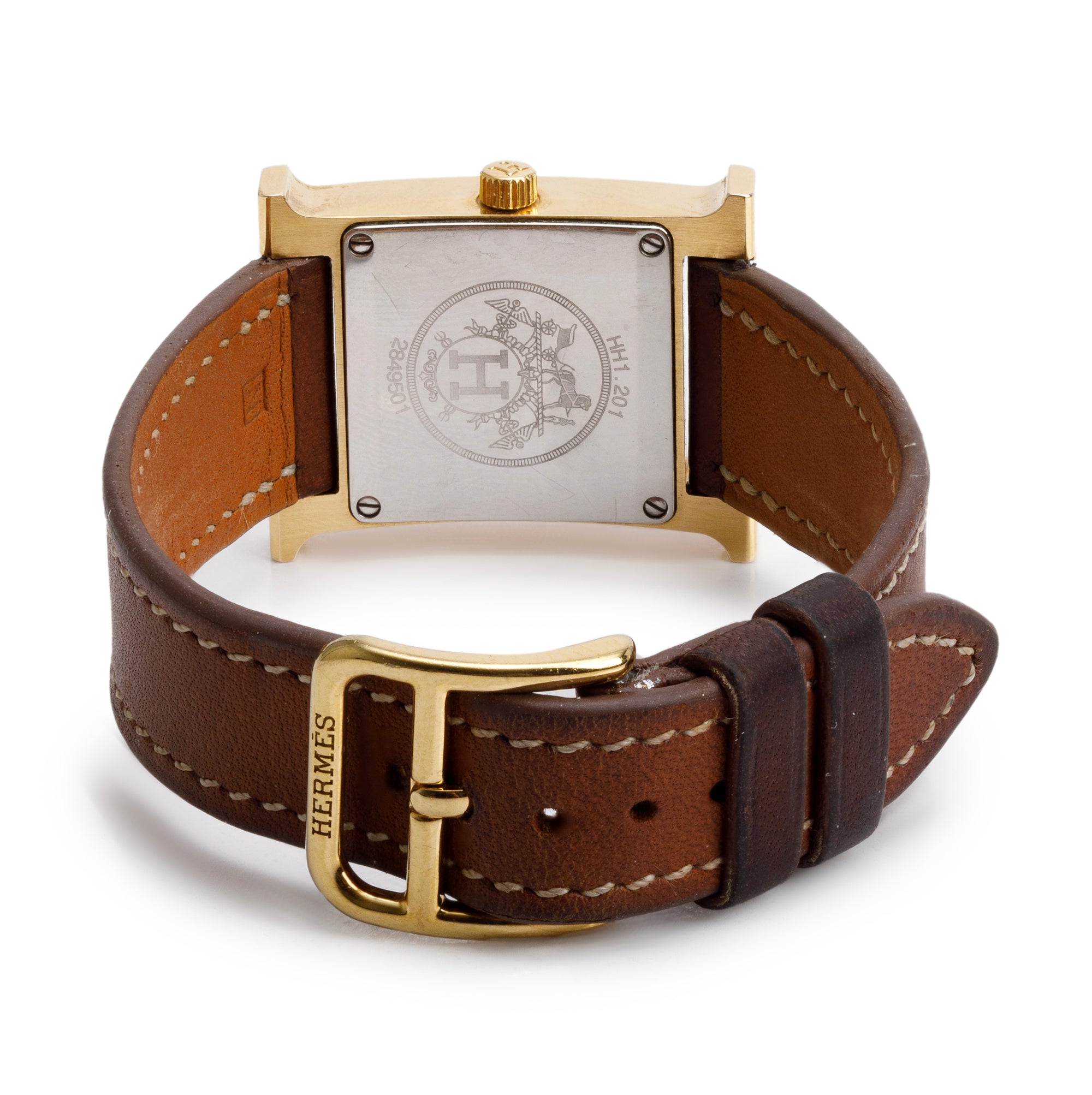 Hermes Gold Plated Stainless Steel Heure H Mini Model 21 MM Watch