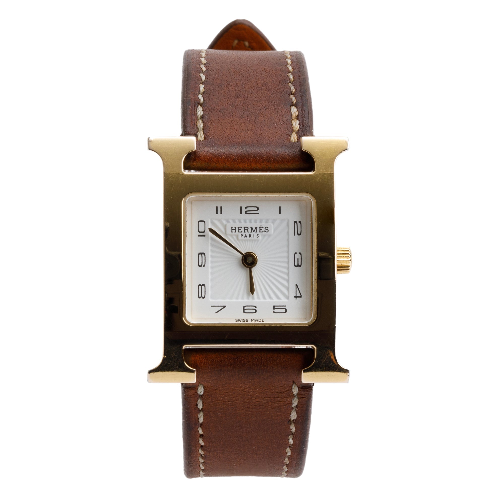 Hermes Gold Plated Stainless Steel Heure H Mini Model 21 MM Watch