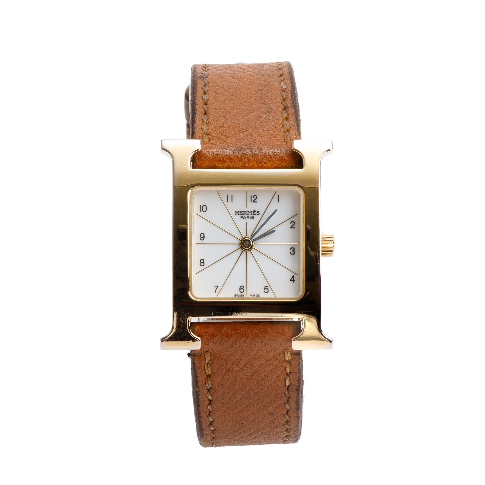 Hermes Gold Plated Stainless Steel Heure H Mini Model 21 MM Watch