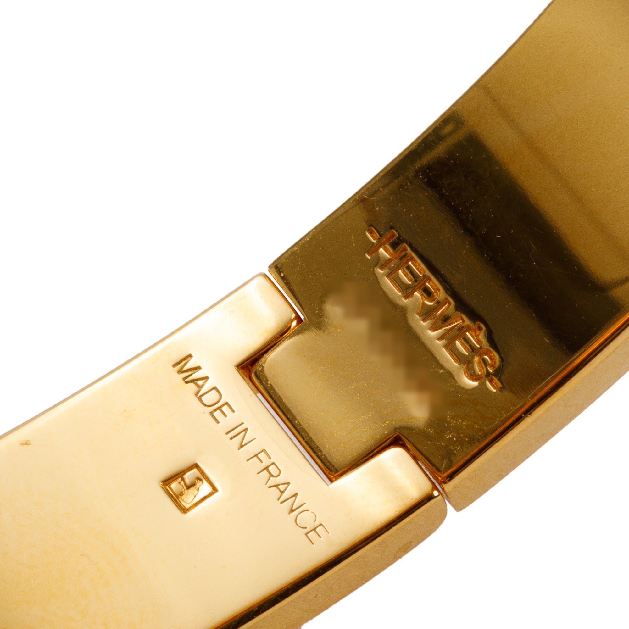 Hermes Gold-Plated White Enamel 12 MM Clic H Bracelet w/ Box