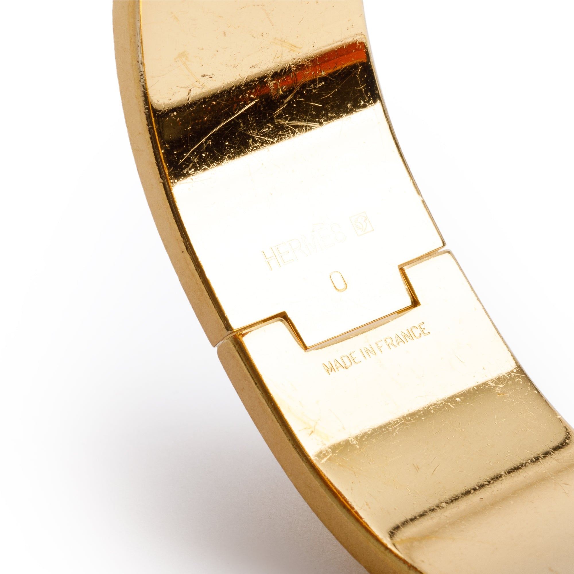 Hermes Gold-Plated White Enamel Clic Clac H Bracelet w/ Box