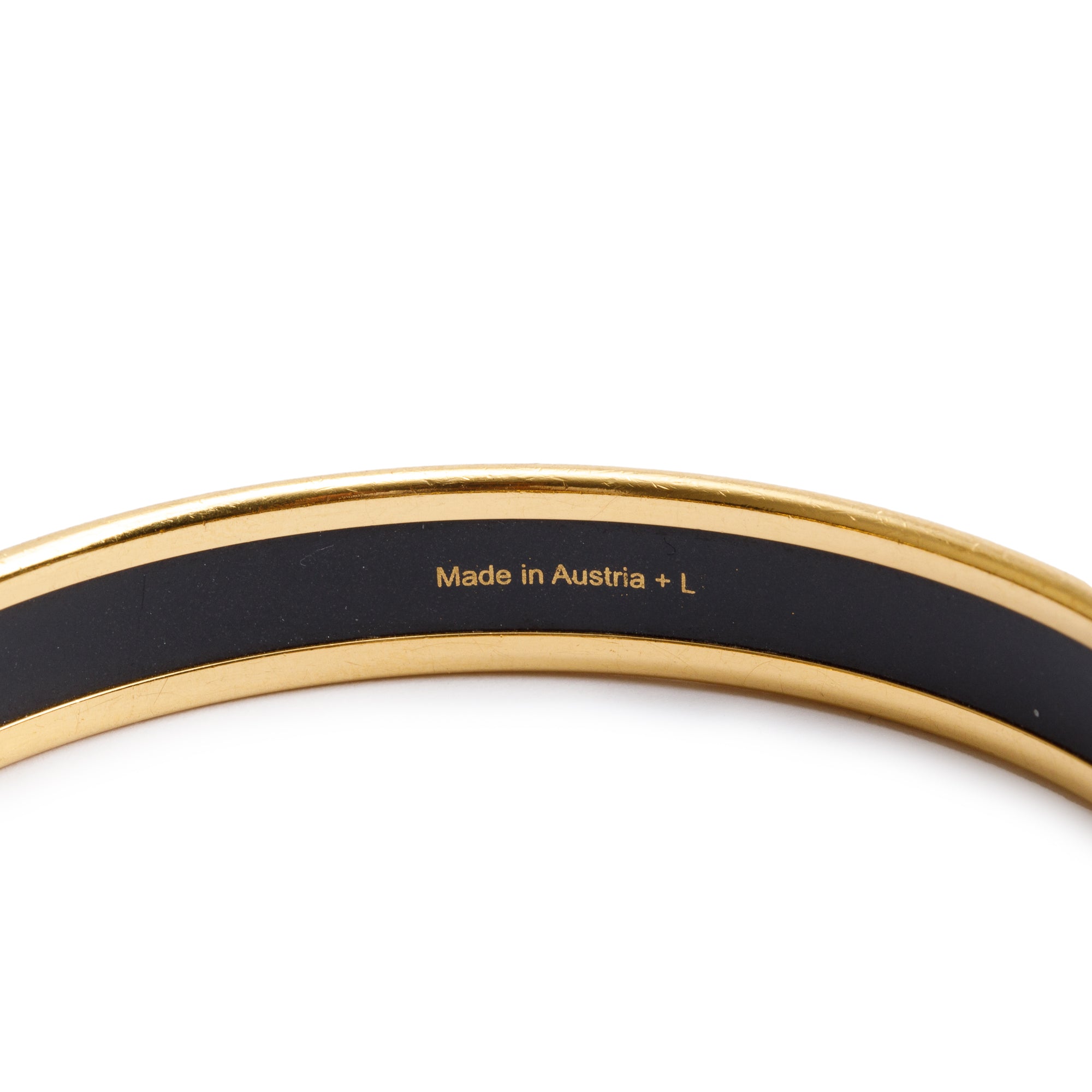 Hermes Gold-Plated White Enamel Narrow Bangle w/ Box