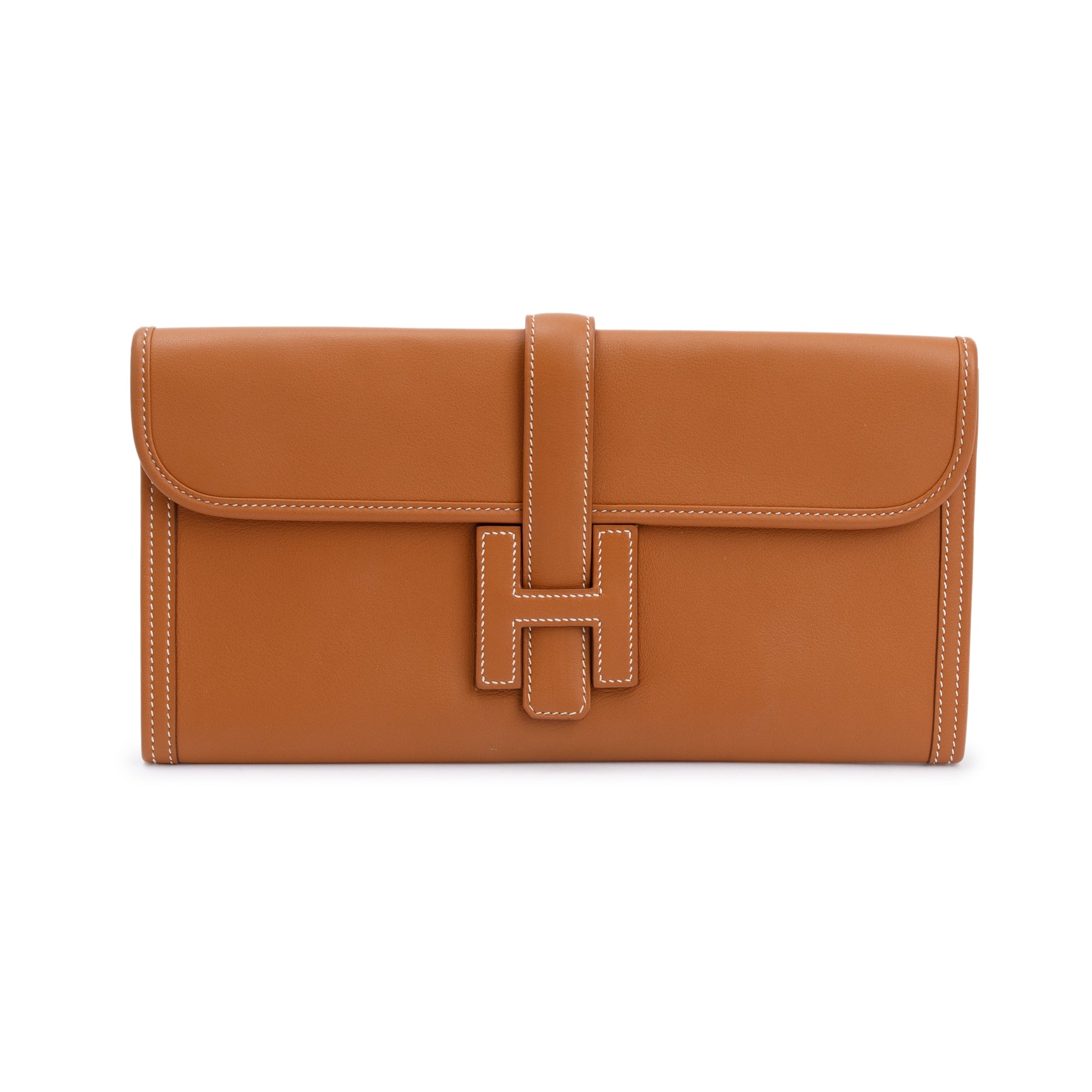 Hermes Gold Swift Leather Jige Elan 29 Clutch