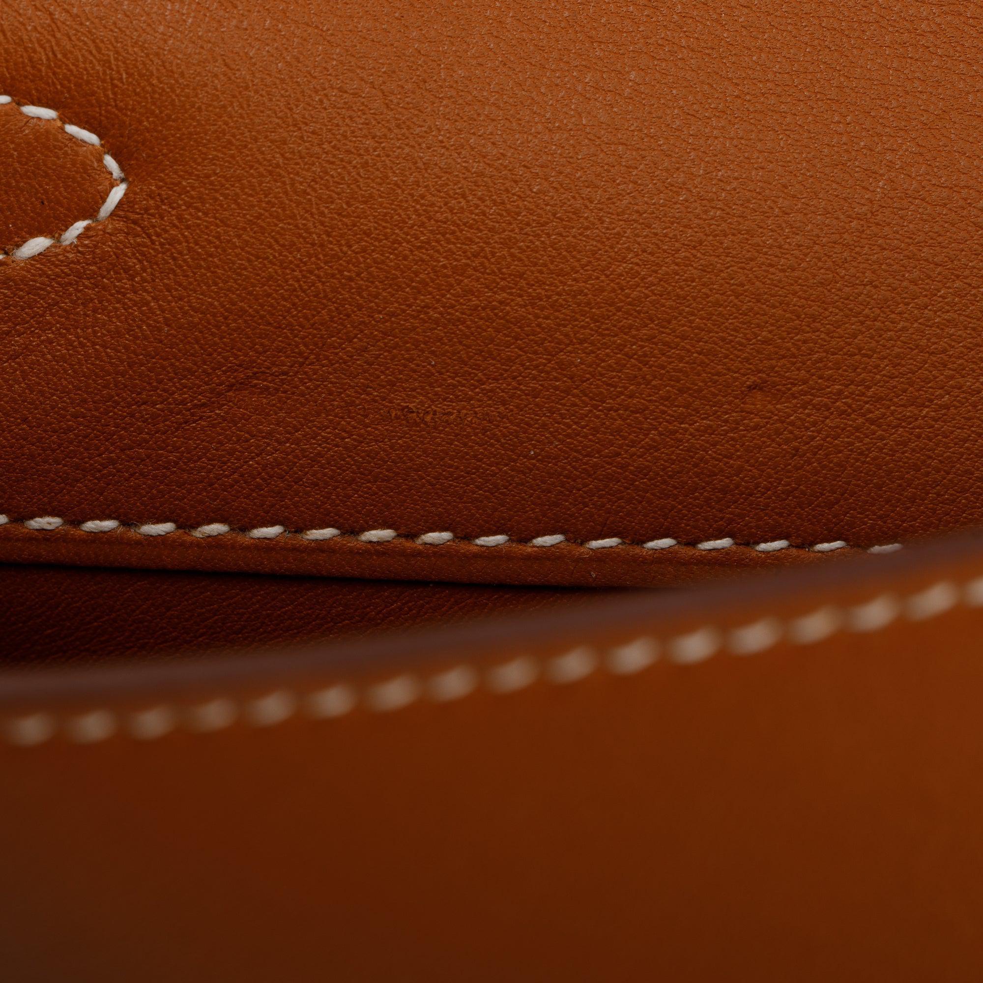 Hermes Gold Swift Leather Kelly Cut Clutch w/ Box