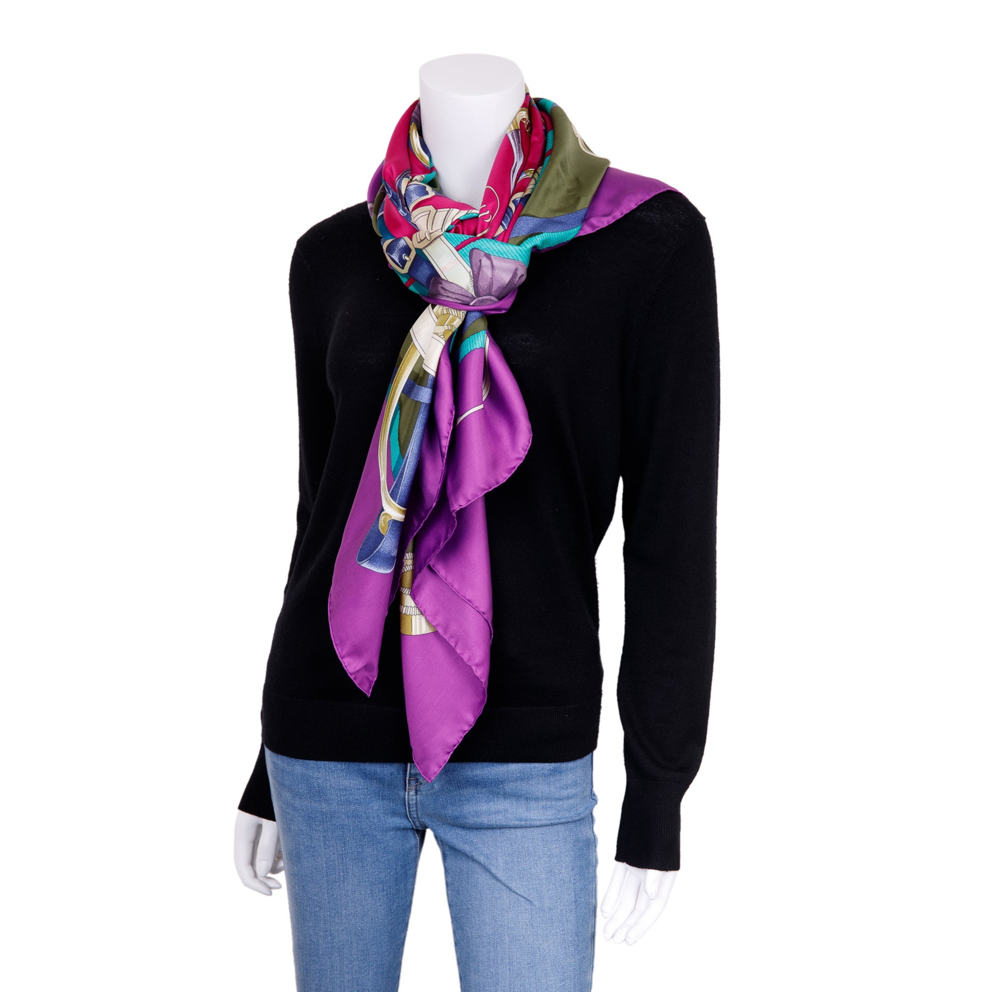 Hermes 'Grand Menege' Silk Shawl 140 w/ Box