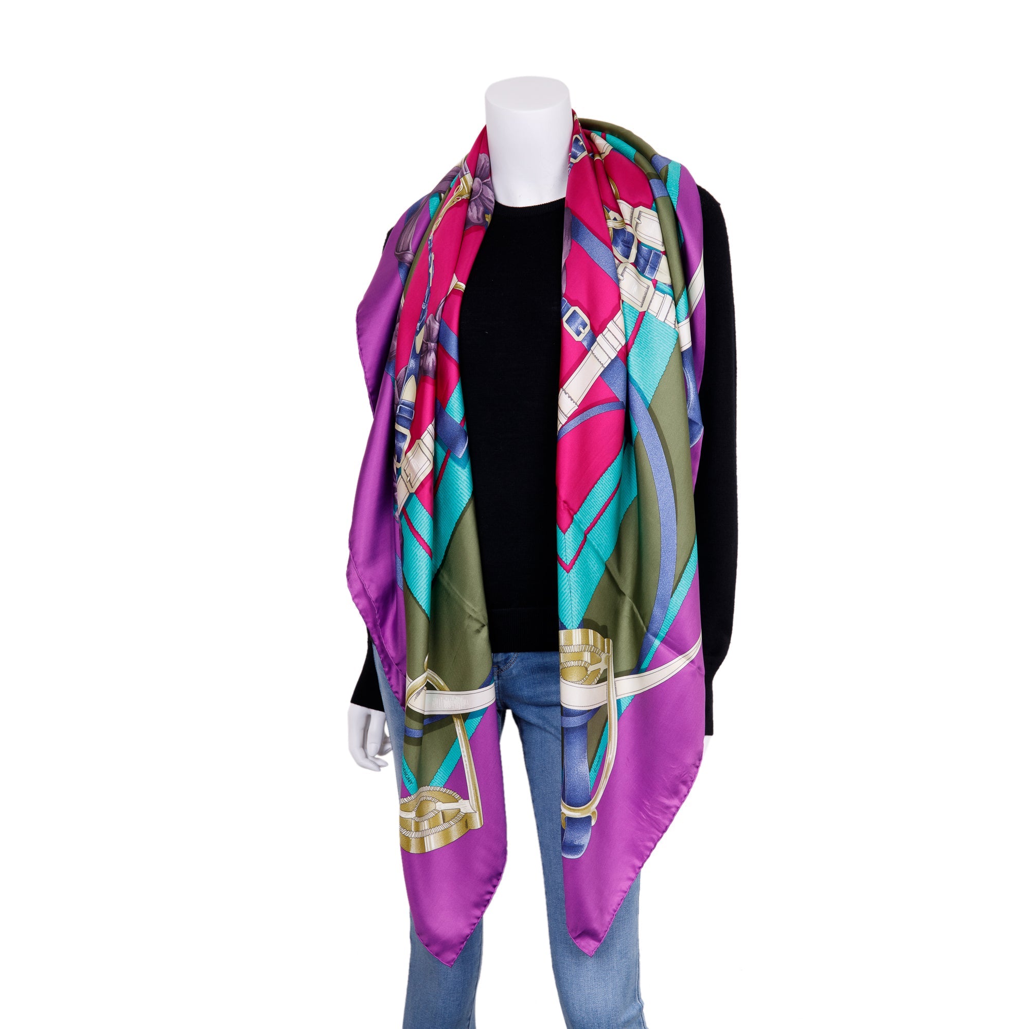 Hermes 'Grand Menege' Silk Shawl 140 w/ Box